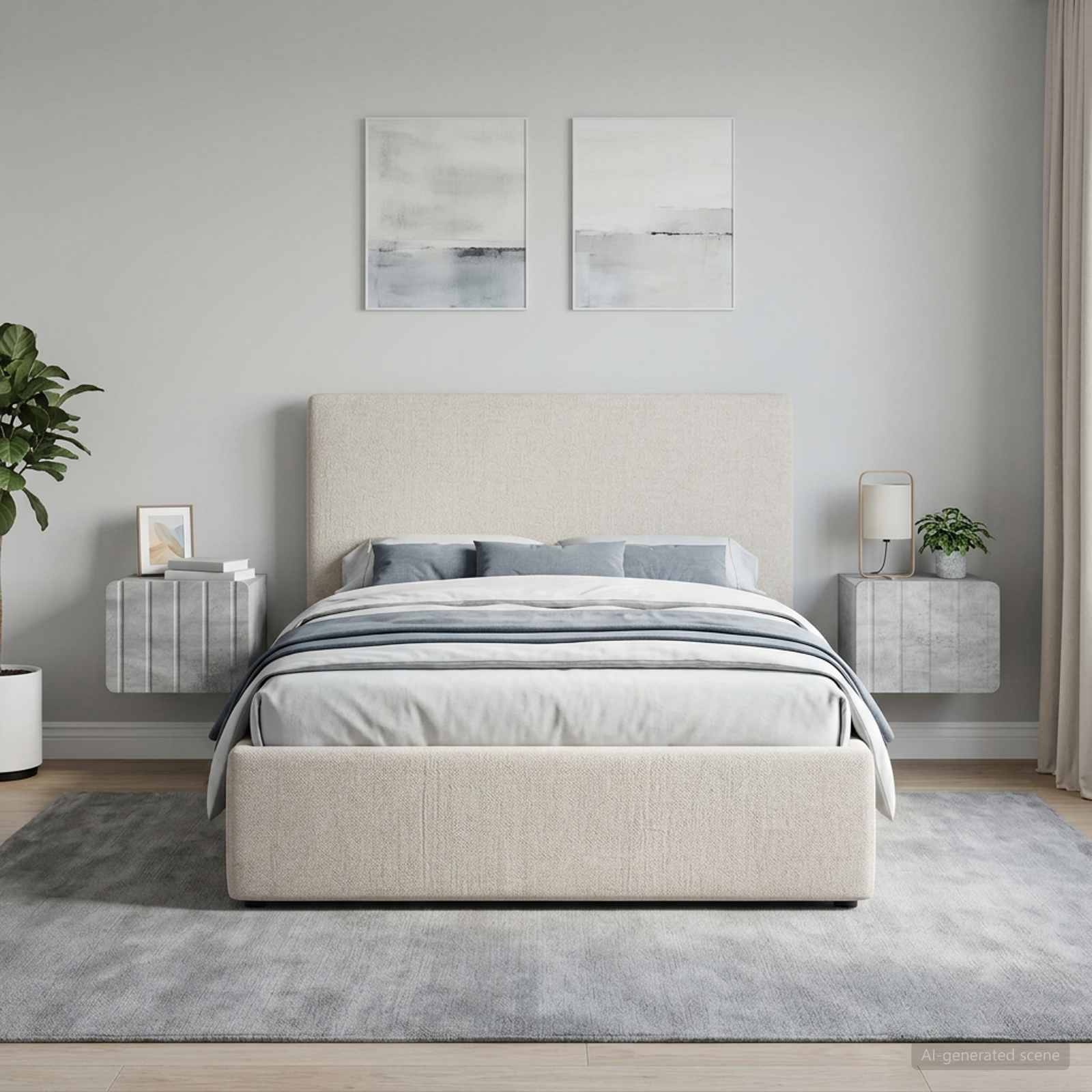 Wandbeugel Bedkast met lade 2 pcs Betongrijs 33 x 34,5 x 24 cm