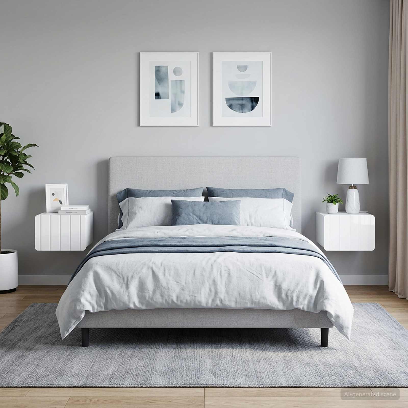 Wandbeugel Bedkast 2 pcs Hoogglans Wit 33 x 34,5 x 24 cm