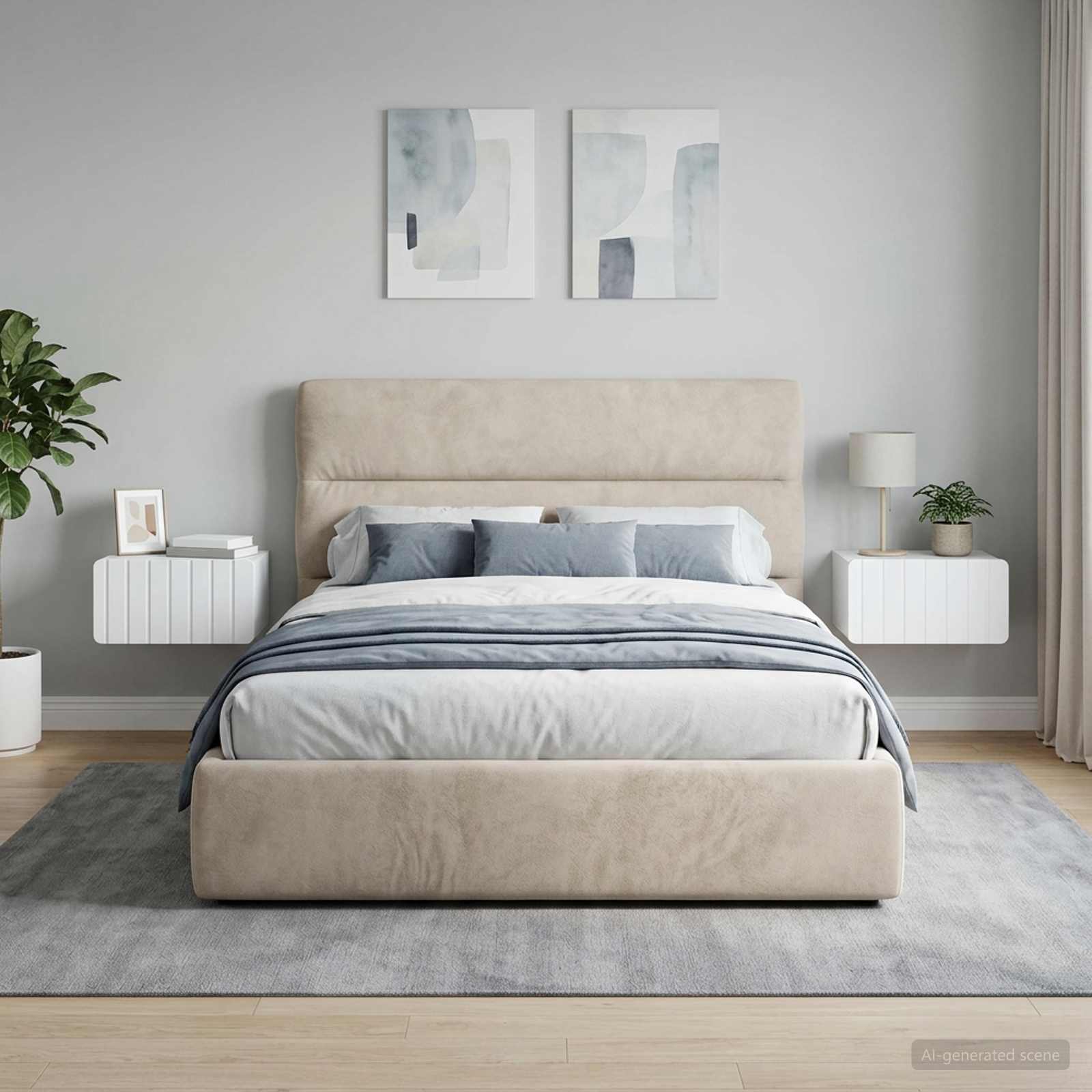 Wandbeugel Bedkast 2 pcs Wit 49 x 34,5 x 24 cm Bewerkt hout