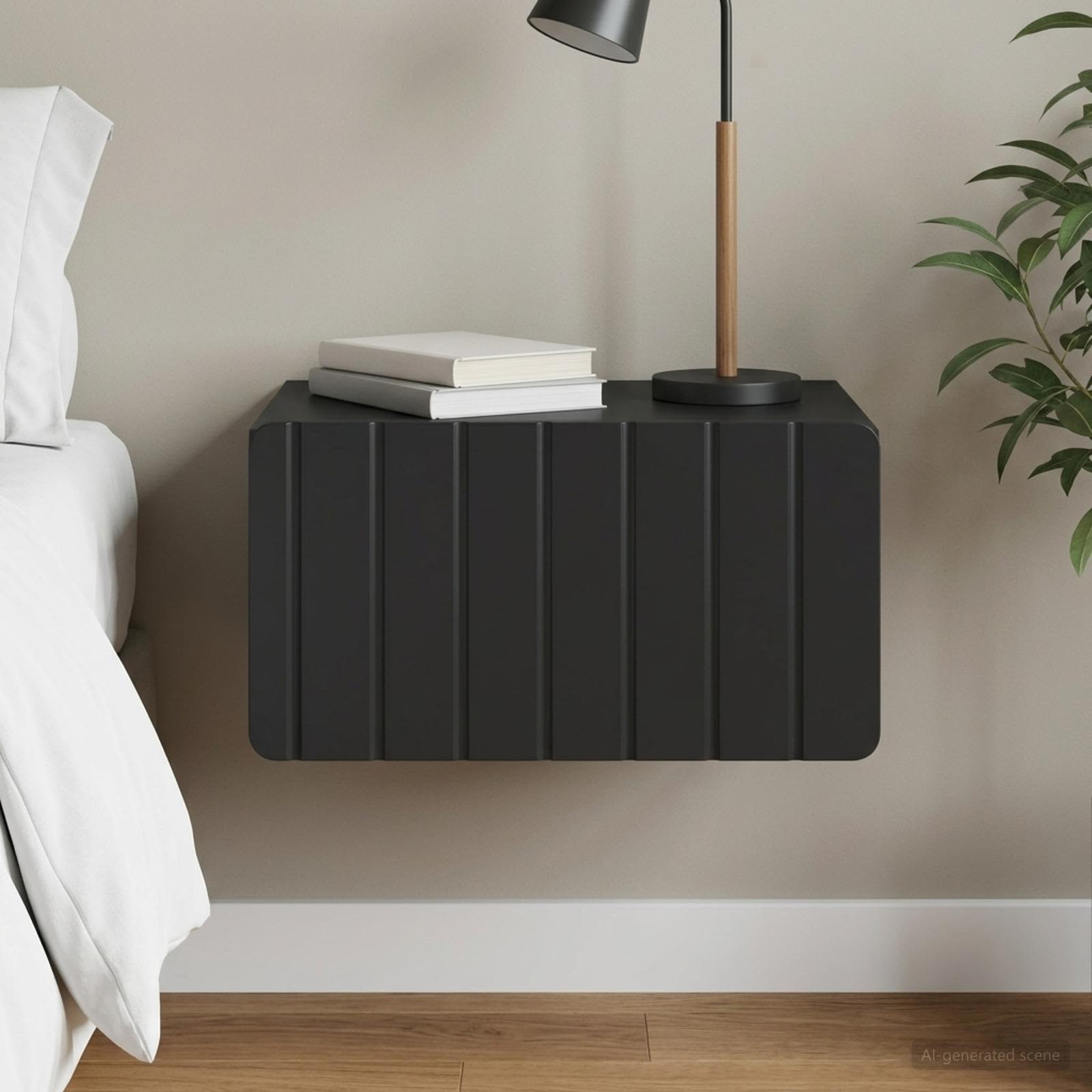 Wandbeugel Bedkast Zwart 49 x 34,5 x 24 cm Bewerkt hout