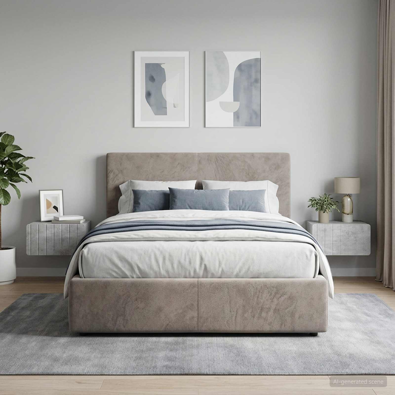 Wandbeugel Bedkast met lade 2 pcs Betongrijs 49 x 34,5 x 24 cm
