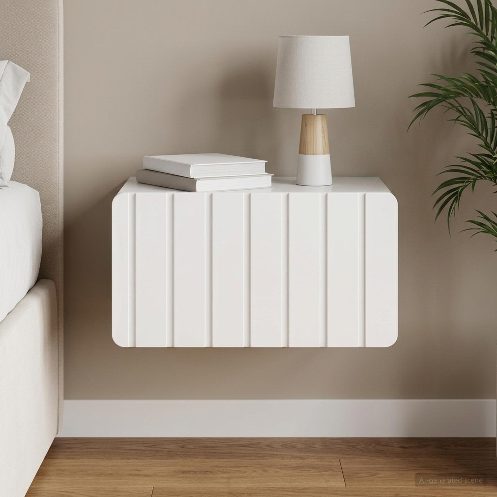 Wandbeugel Bedkast Hoogglans Wit 49 x 34,5 x 24 cm Bewerkt hout