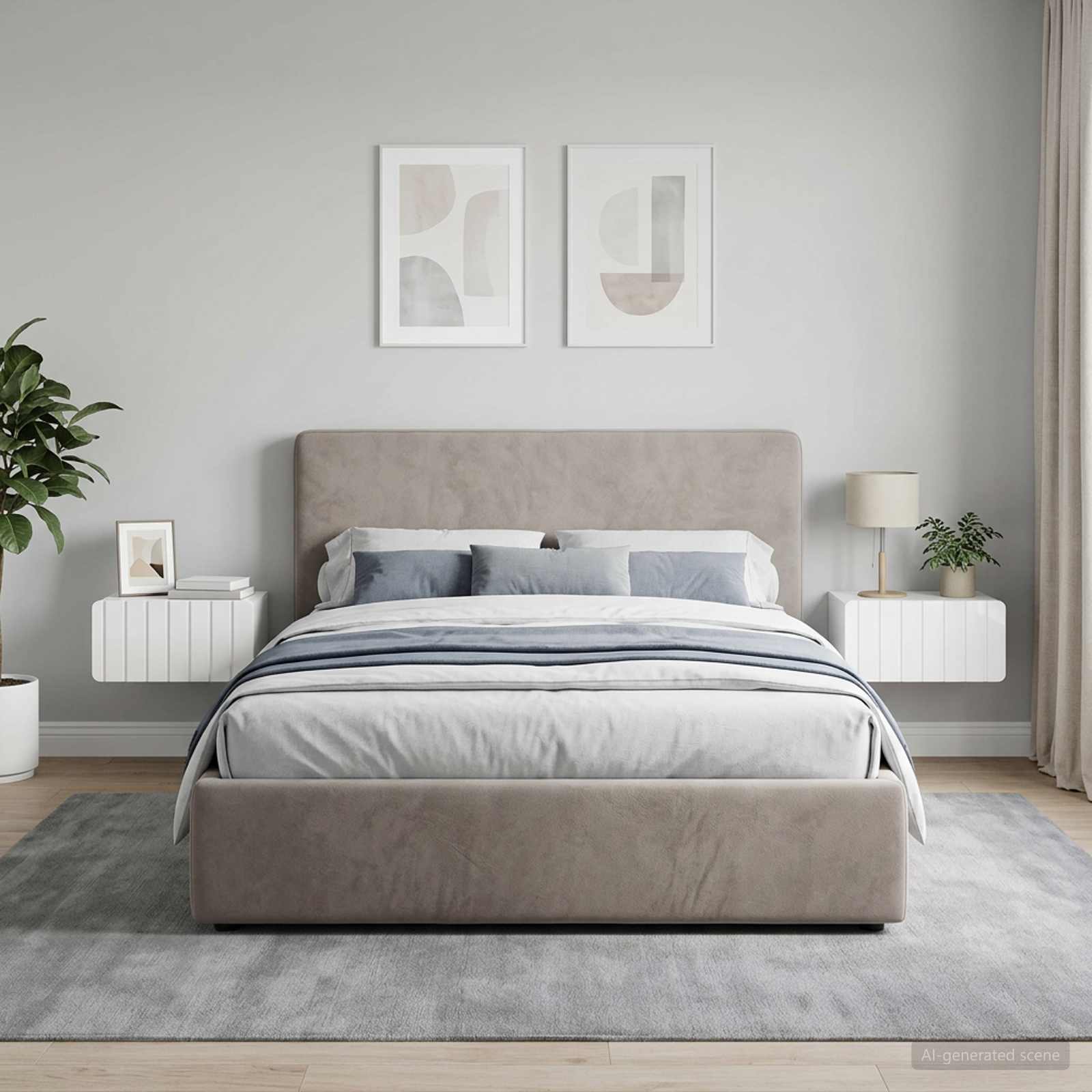Wandbeugel Bedkast 2 pcs Hoogglans Wit 49 x 34,5 x 24 cm