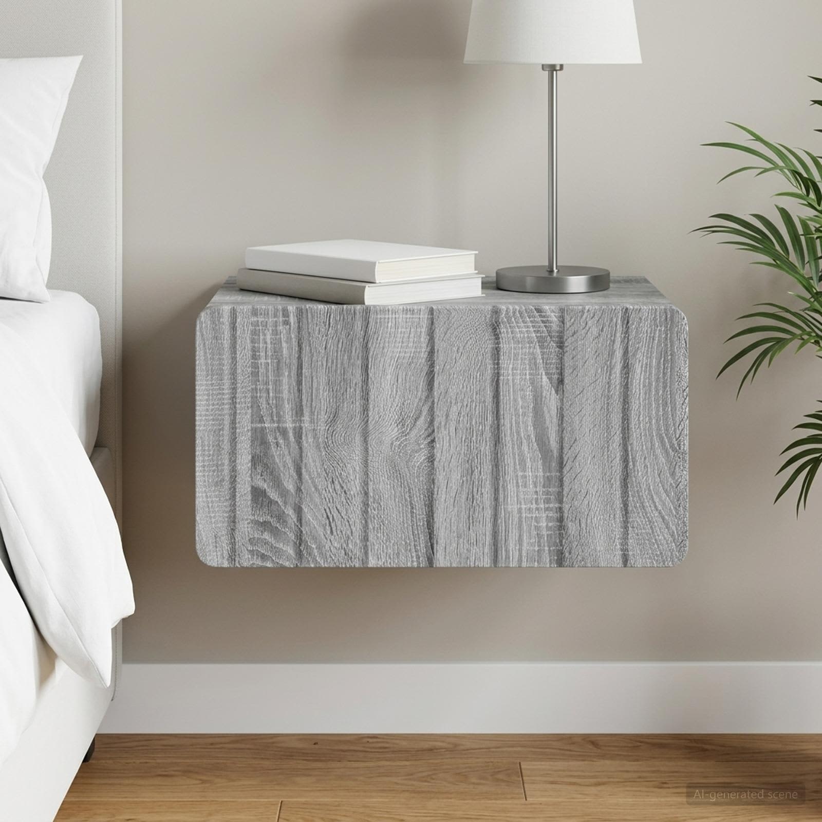 Wandbeugel Bedkast Grijs sonoma 49 x 34,5 x 24 cm Bewerkt hout