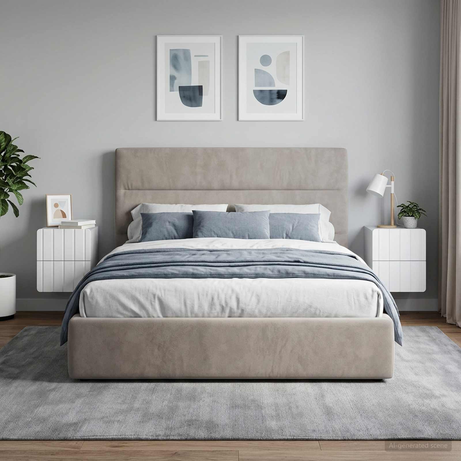 Wandbeugel Bedkast 2 pcs Wit 33 x 34,5 x 43 cm Bewerkt hout