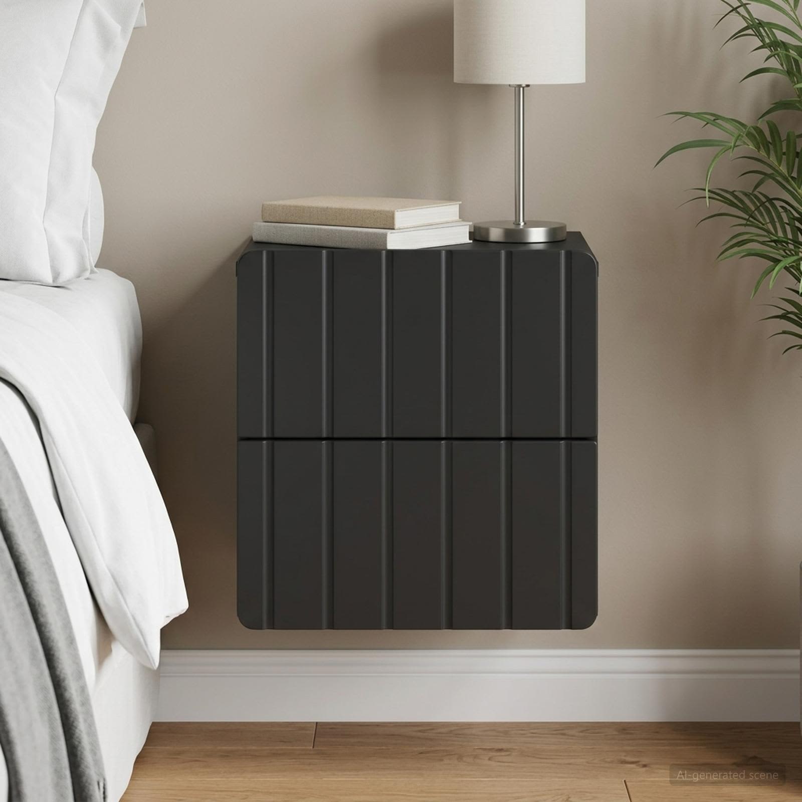 Wandbeugel Bedkast Zwart 33 x 34,5 x 43 cm Bewerkt hout