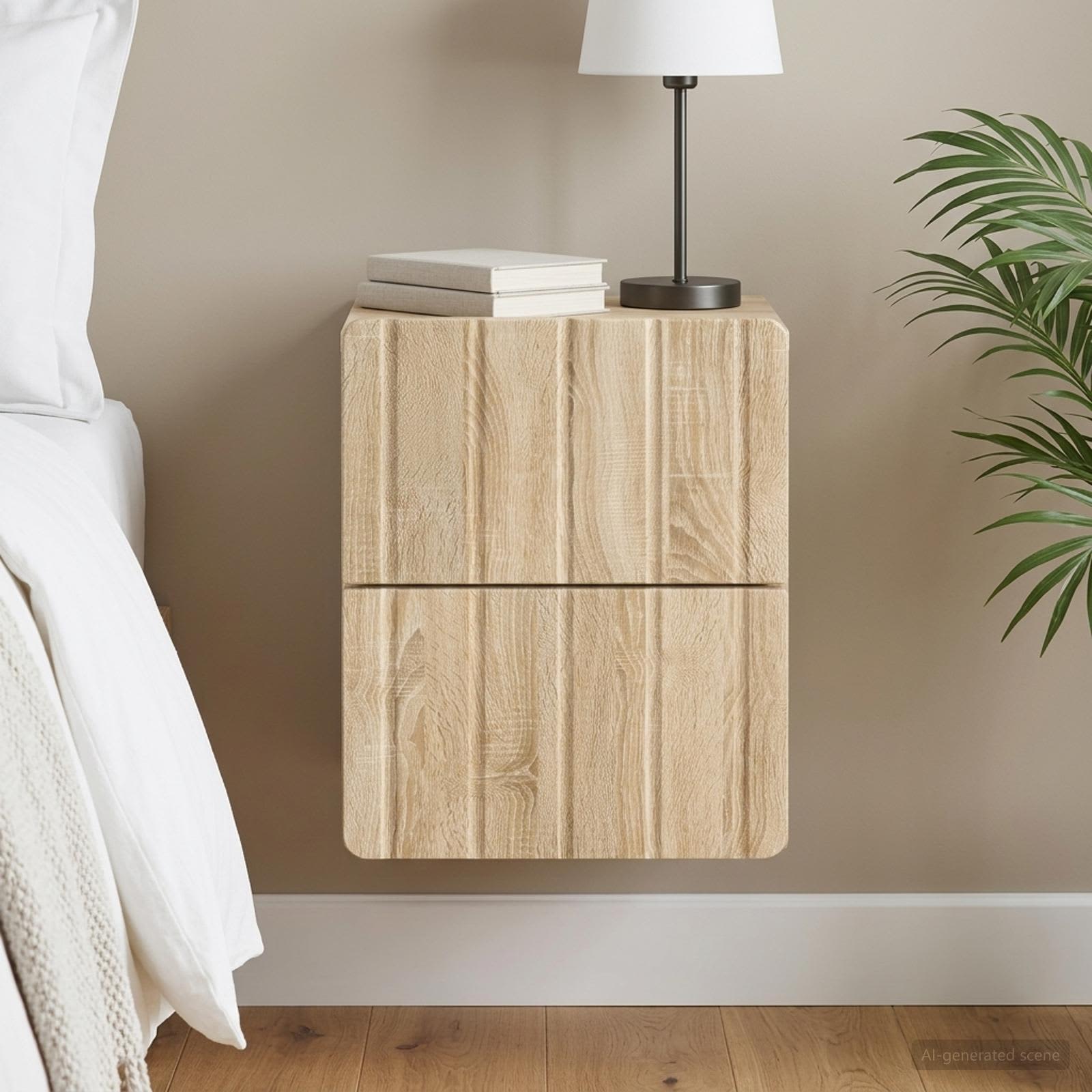 Wandbeugel Bedkast Sonoma Eiken 33 x 34,5 x 43 cm Bewerkt hout
