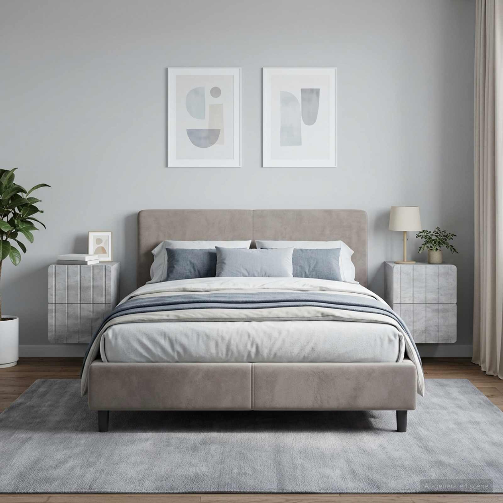 Wandbeugel Bedkast met lade 2 pcs Betongrijs 33 x 34,5 x 43 cm