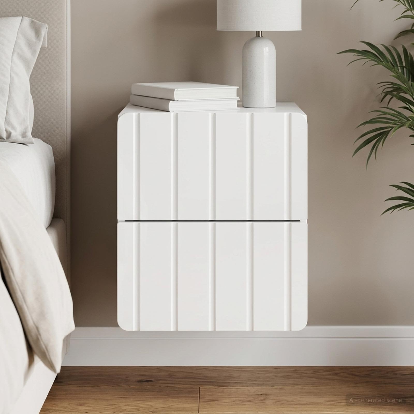Wandbeugel Bedkast Hoogglans Wit 33 x 34,5 x 43 cm Bewerkt hout