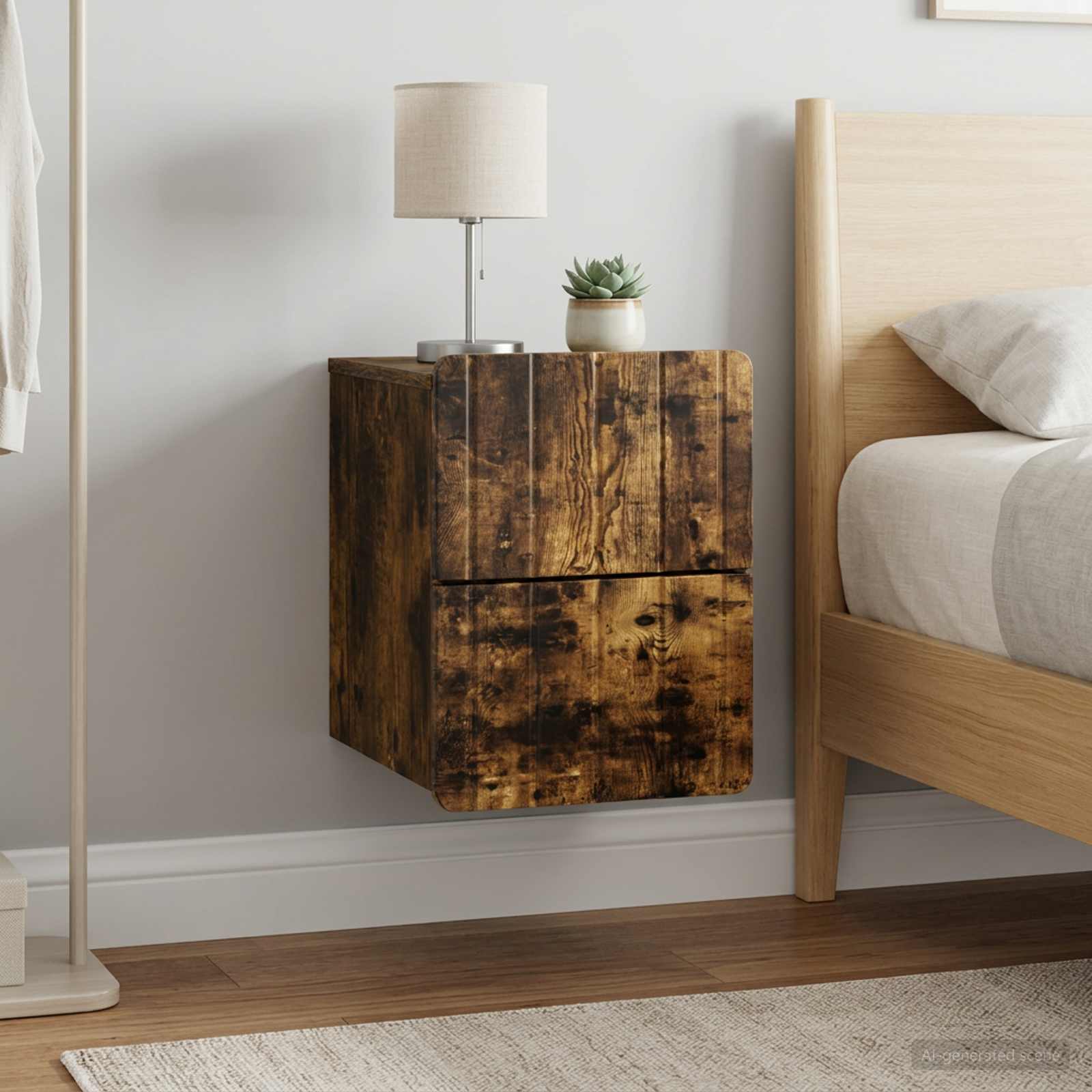Wandbeugel Bedkast 2 pcs Gerookt eiken 33 x 34,5 x 43 cm