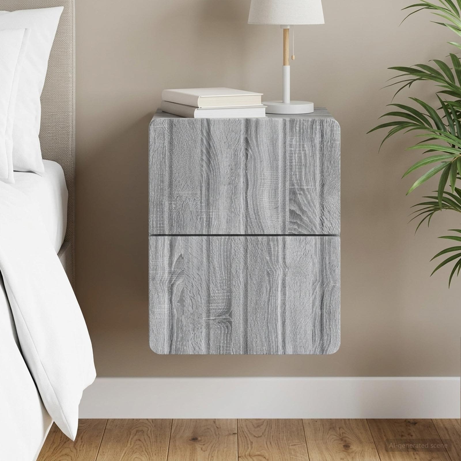 Wandbeugel Bedkast Grijs sonoma 33 x 34,5 x 43 cm Bewerkt hout – afbeelding 1
