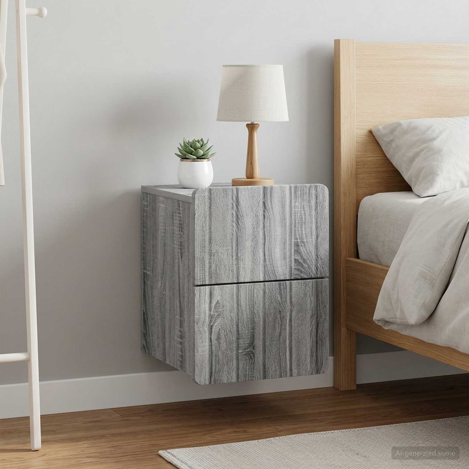 Wandbeugel Bedkast 2 pcs Grijs sonoma 33 x 34,5 x 43 cm