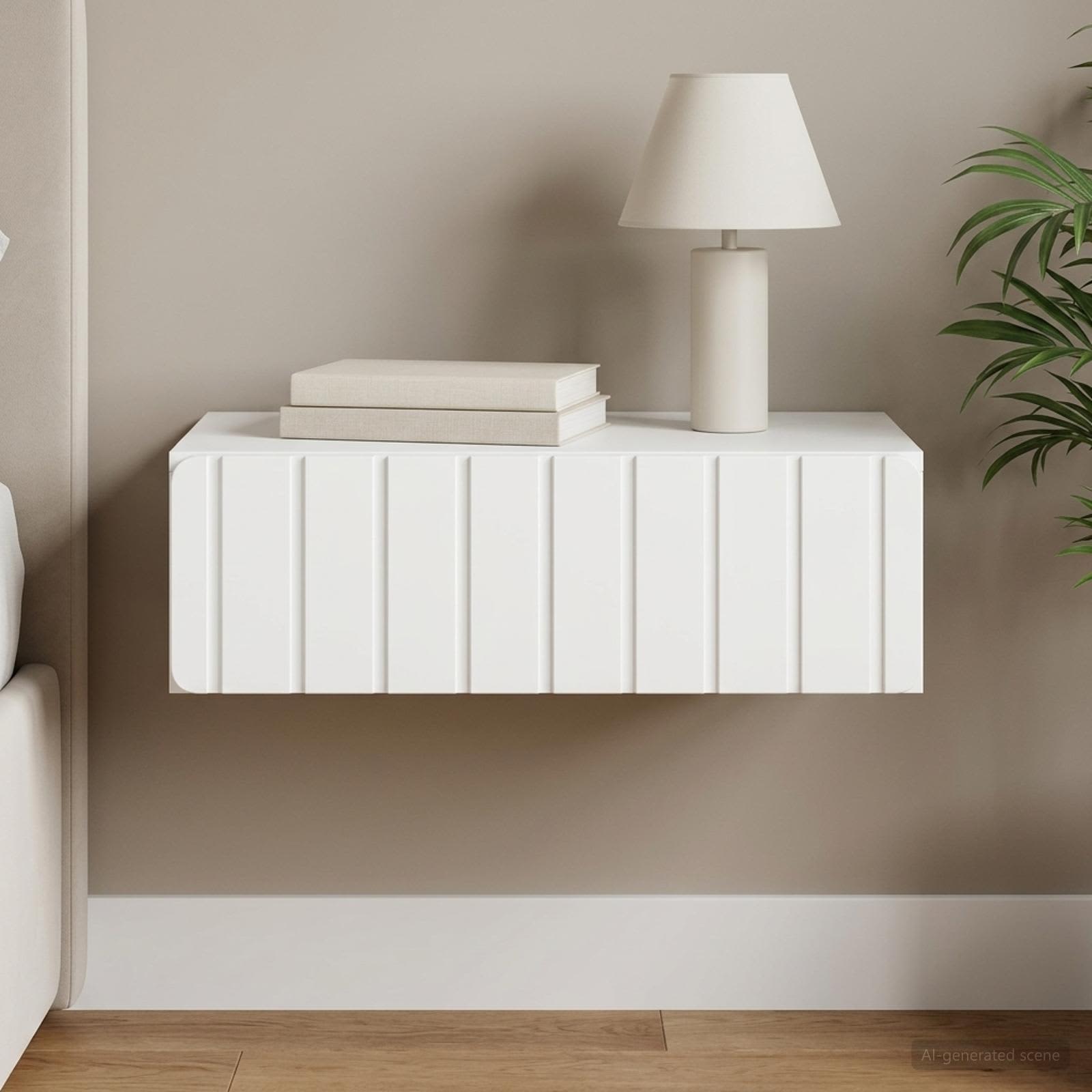 Wandmontage Zijtafel Wit 59 x 34,5 x 17 cm Bewerkt hout