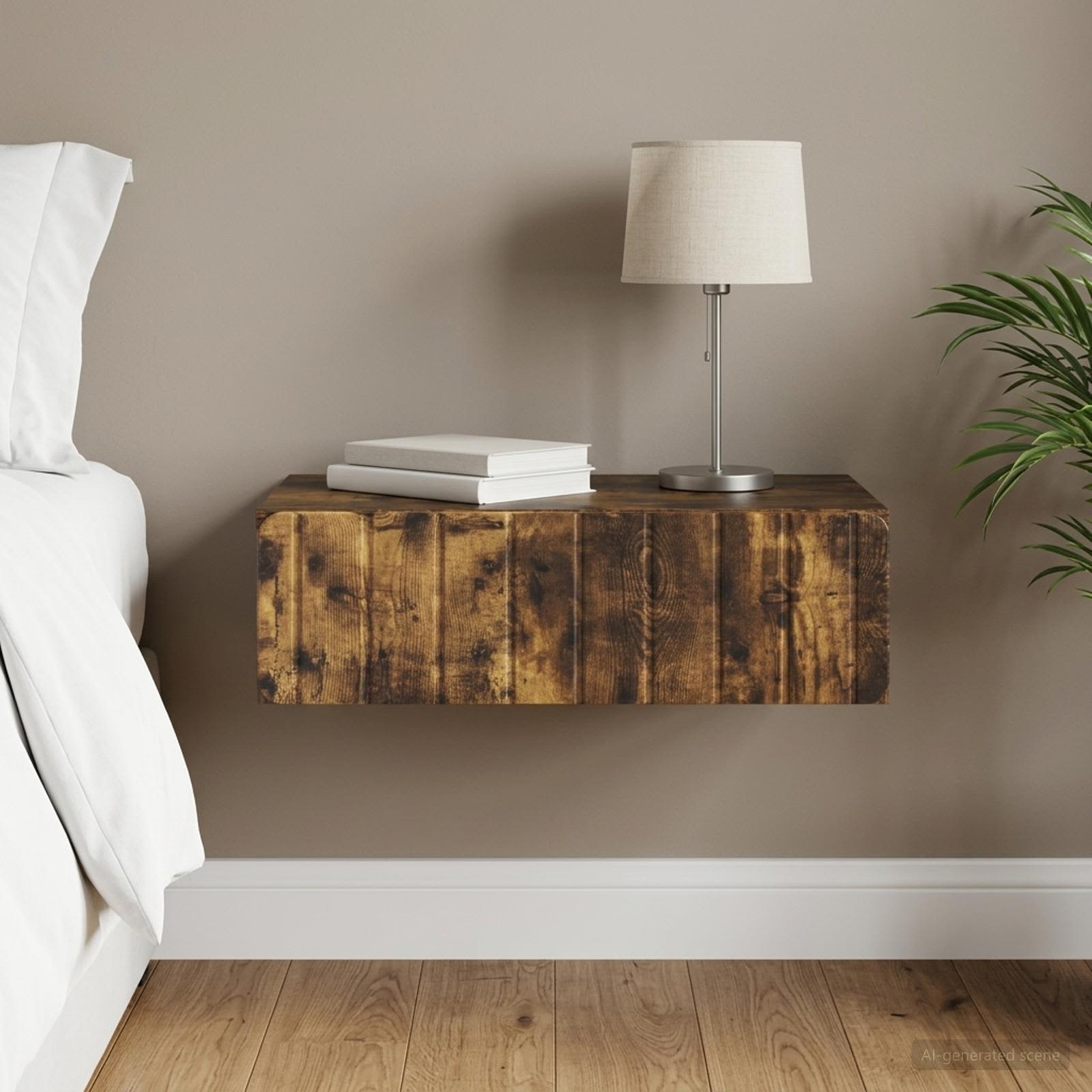 Wandmontage Zijtafel Gerookt eiken 59 x 34,5 x 17 cm