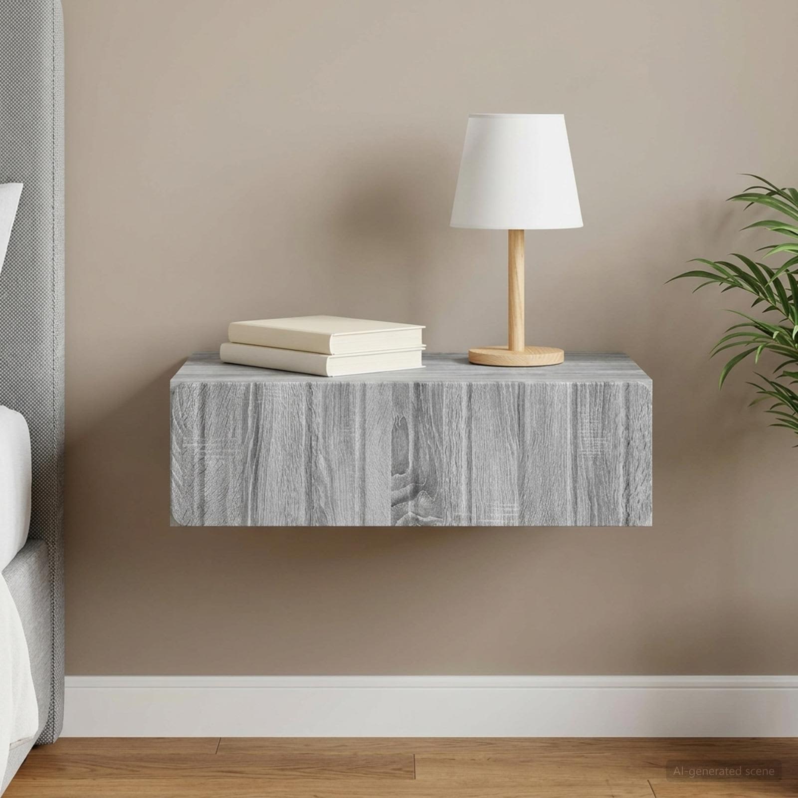 Wandmontage Zijtafel Grijs sonoma 59 x 34,5 x 17 cm