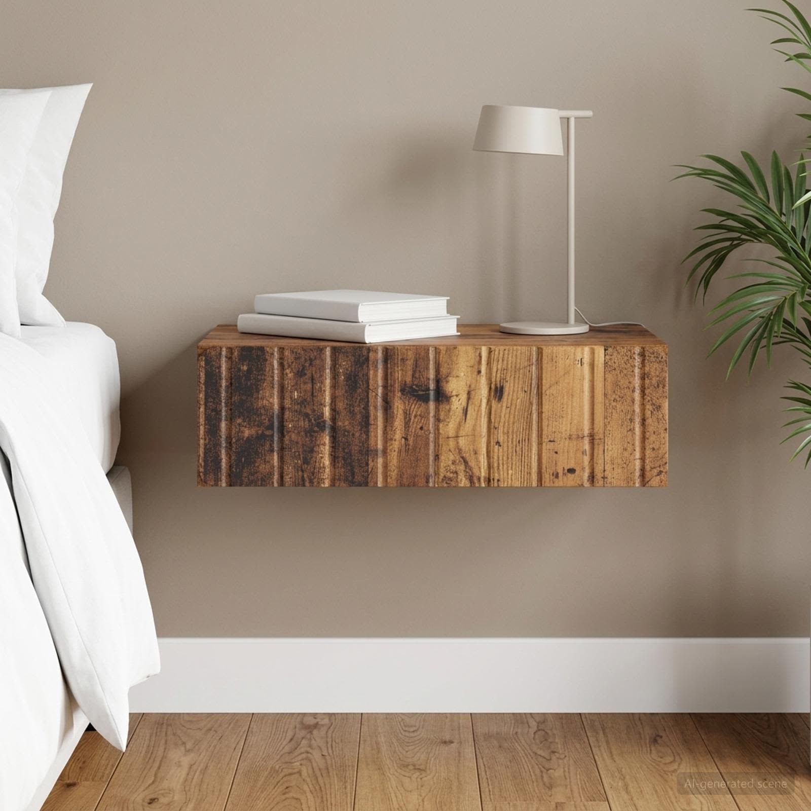 Wandmontage Zijtafel Oud hout 59 x 34,5 x 17 cm Bewerkt hout