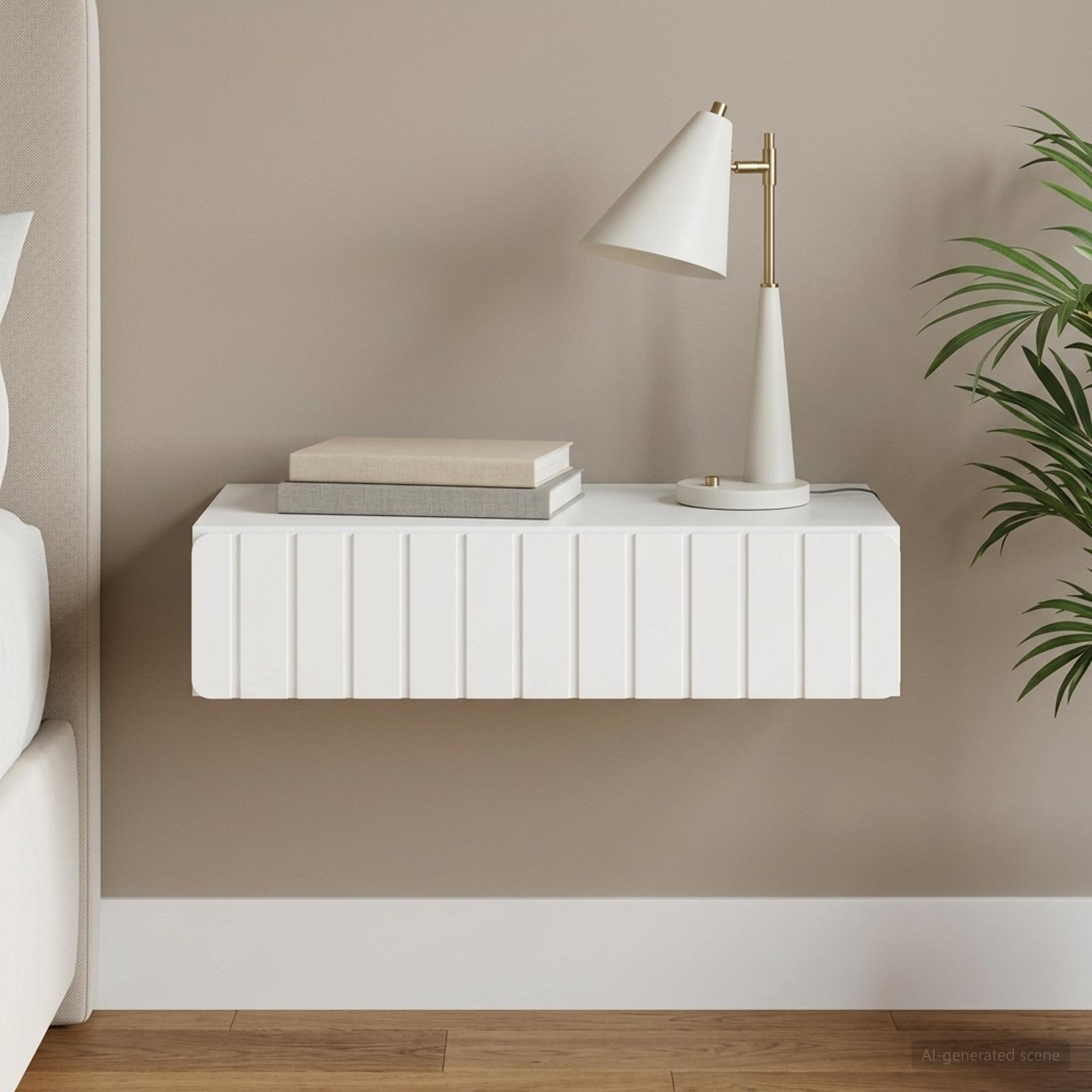 Wandmontage Zijtafel Wit 87,5 x 34,5 x 17 cm Bewerkt hout