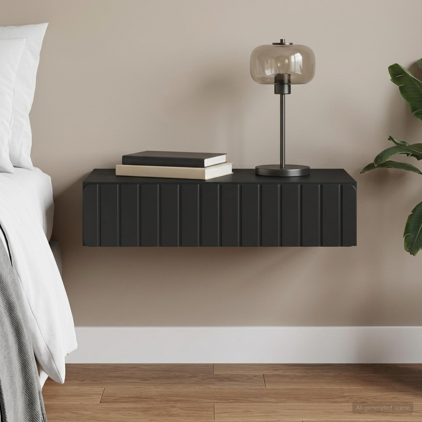 Wandmontage Zijtafel Zwart 87,5 x 34,5 x 17 cm Bewerkt hout