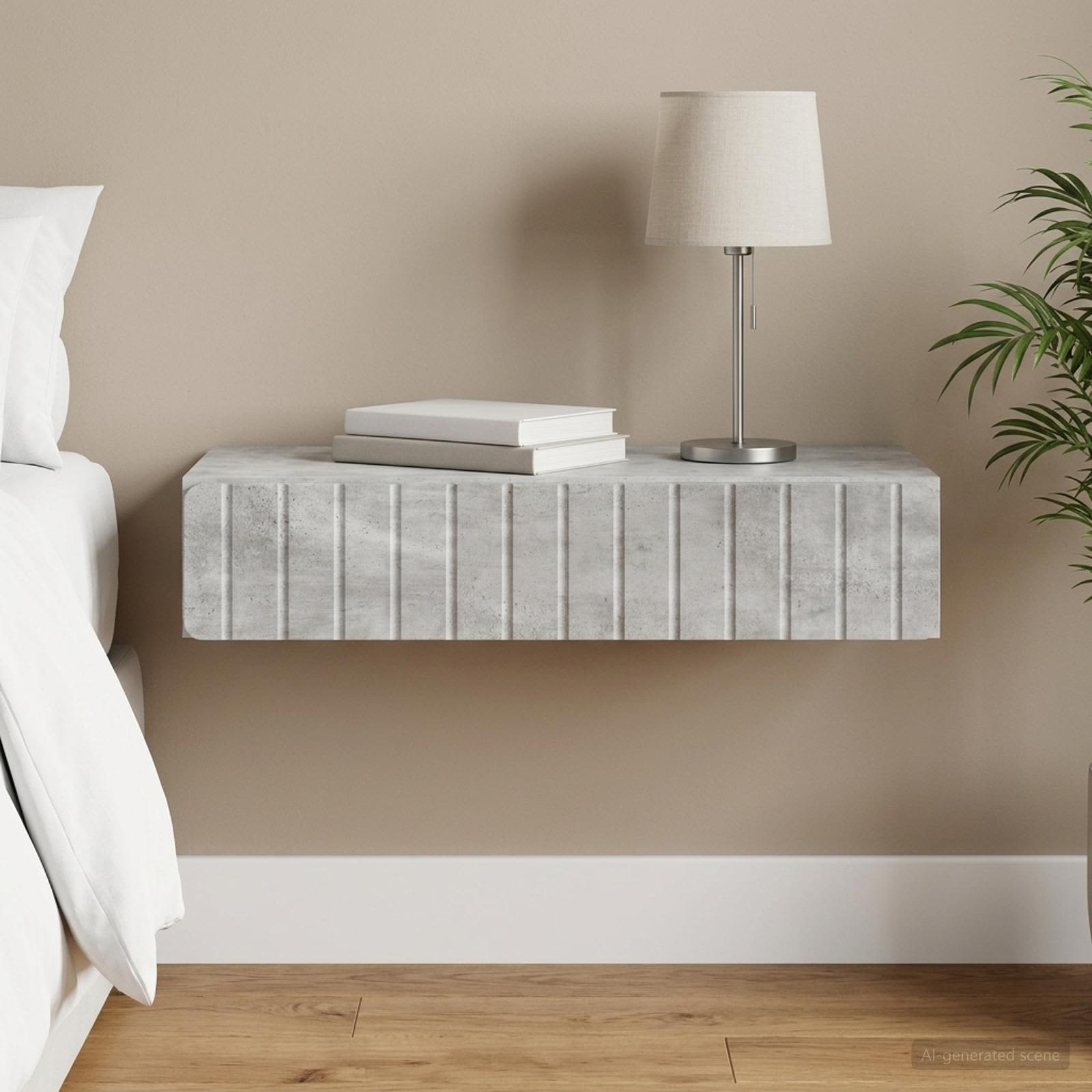 Wandmontage Zijtafel Betongrijs 87,5 x 34,5 x 17 cm