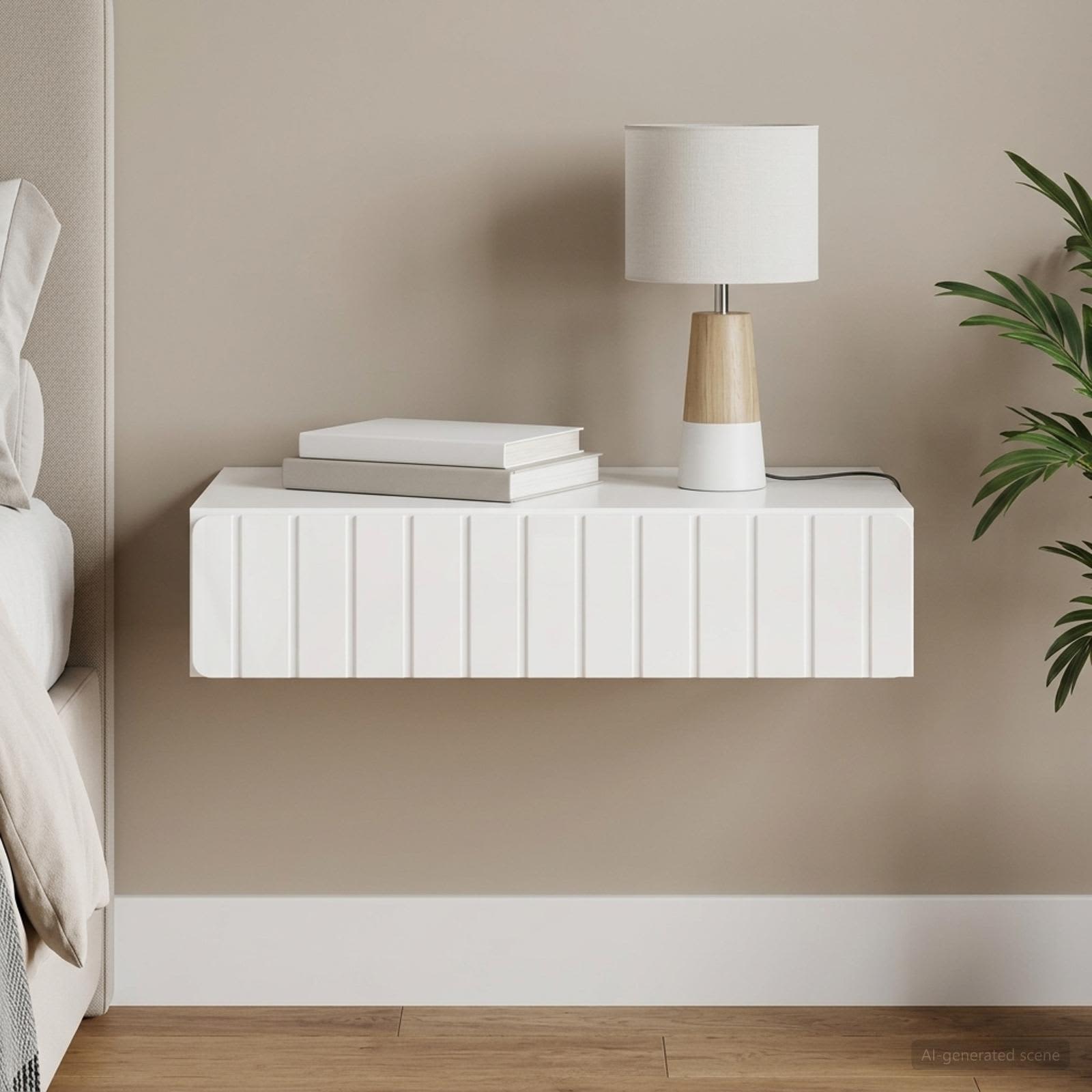 Wandmontage Zijtafel Hoogglans Wit 87,5 x 34,5 x 17 cm