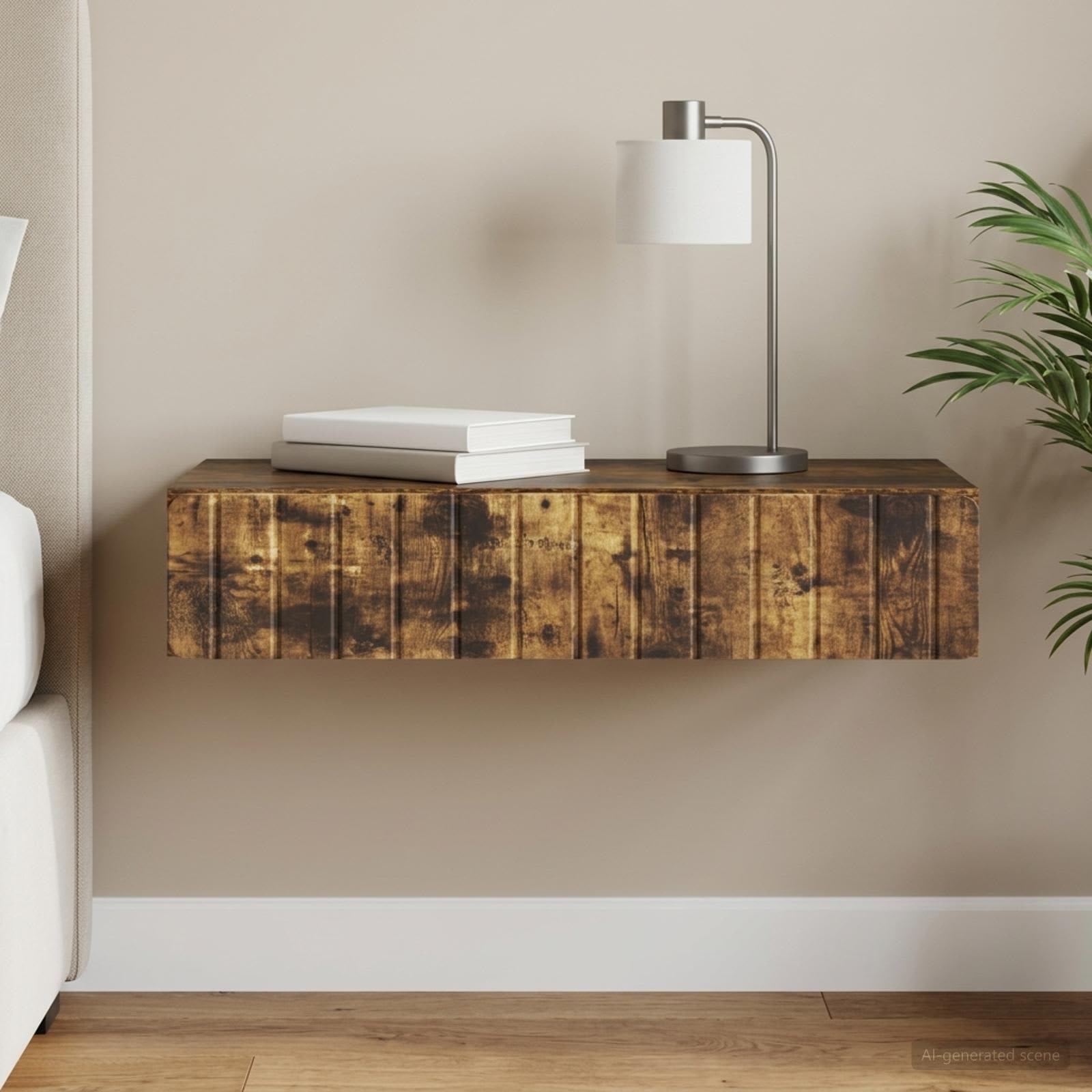 Wandmontage Zijtafel Gerookt eiken 87,5 x 34,5 x 17 cm