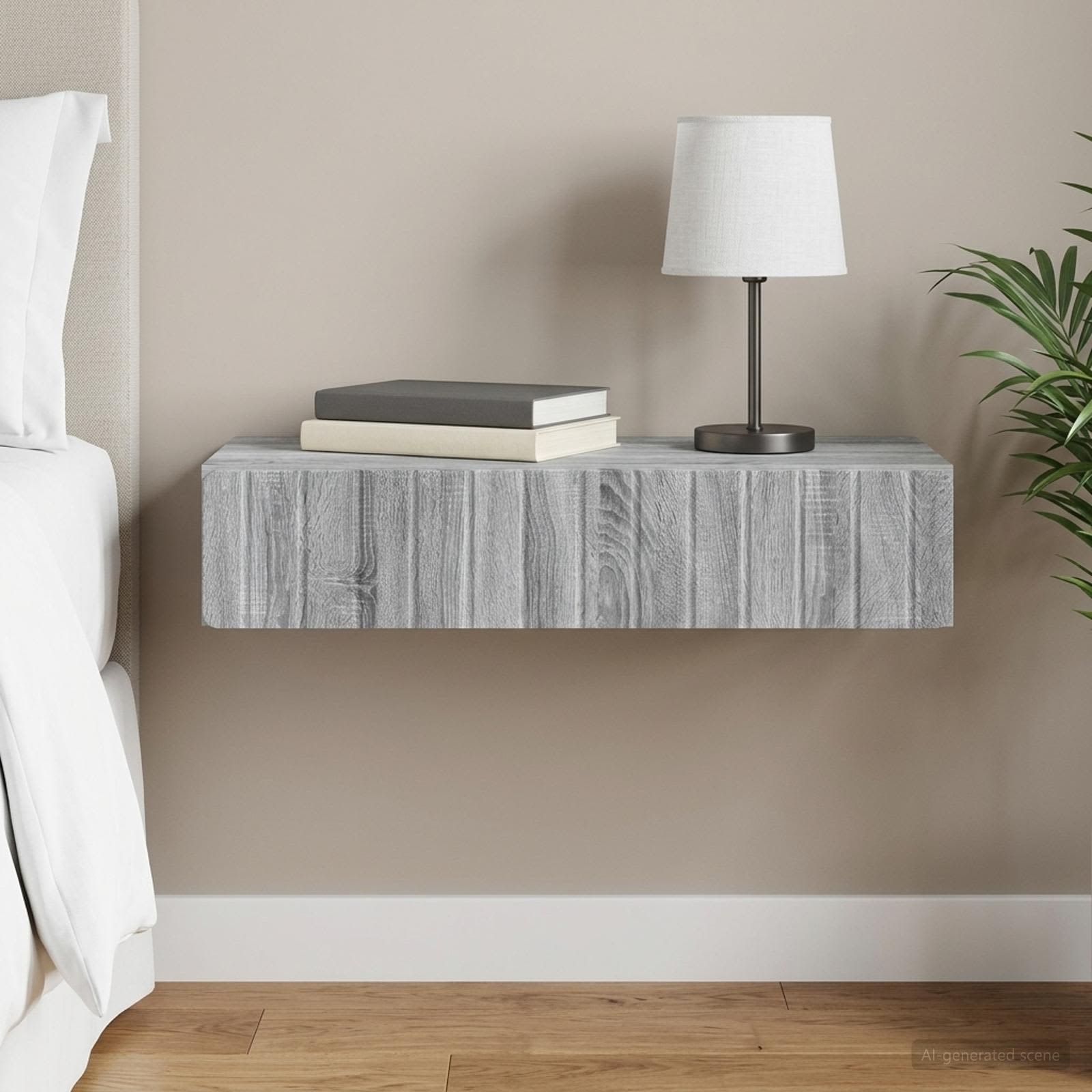 Wandmontage Zijtafel Grijs sonoma 87,5 x 34,5 x 17 cm