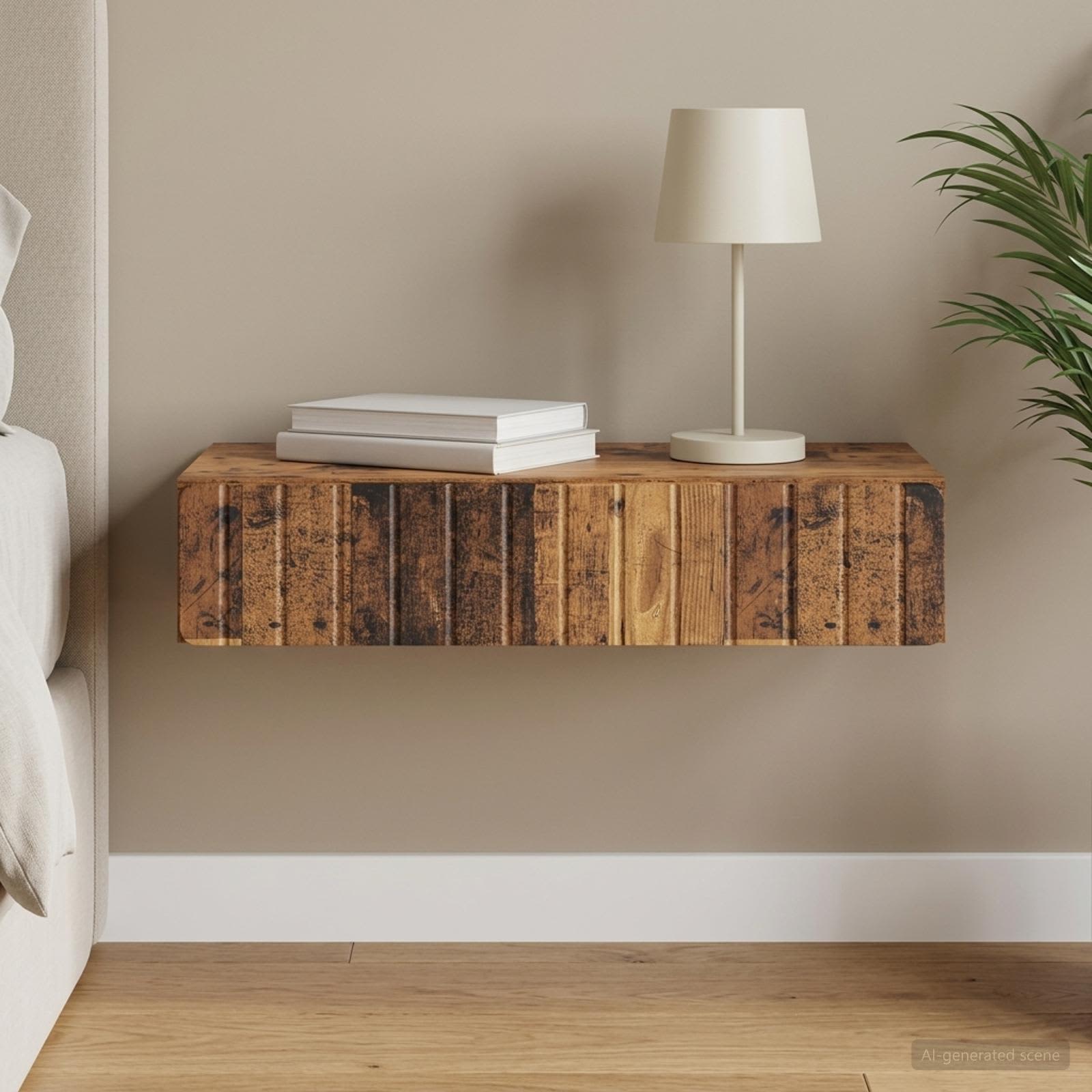 Wandmontage Zijtafel Oud hout 87,5 x 34,5 x 17 cm Bewerkt hout