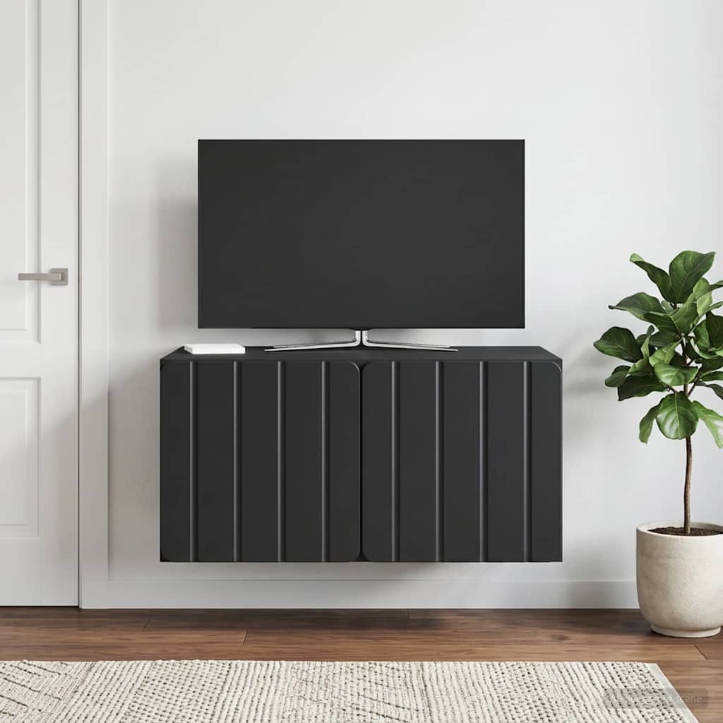 Wandbeugel TV-kast Zwart 59,5 x 41 x 30 cm Bewerkt hout