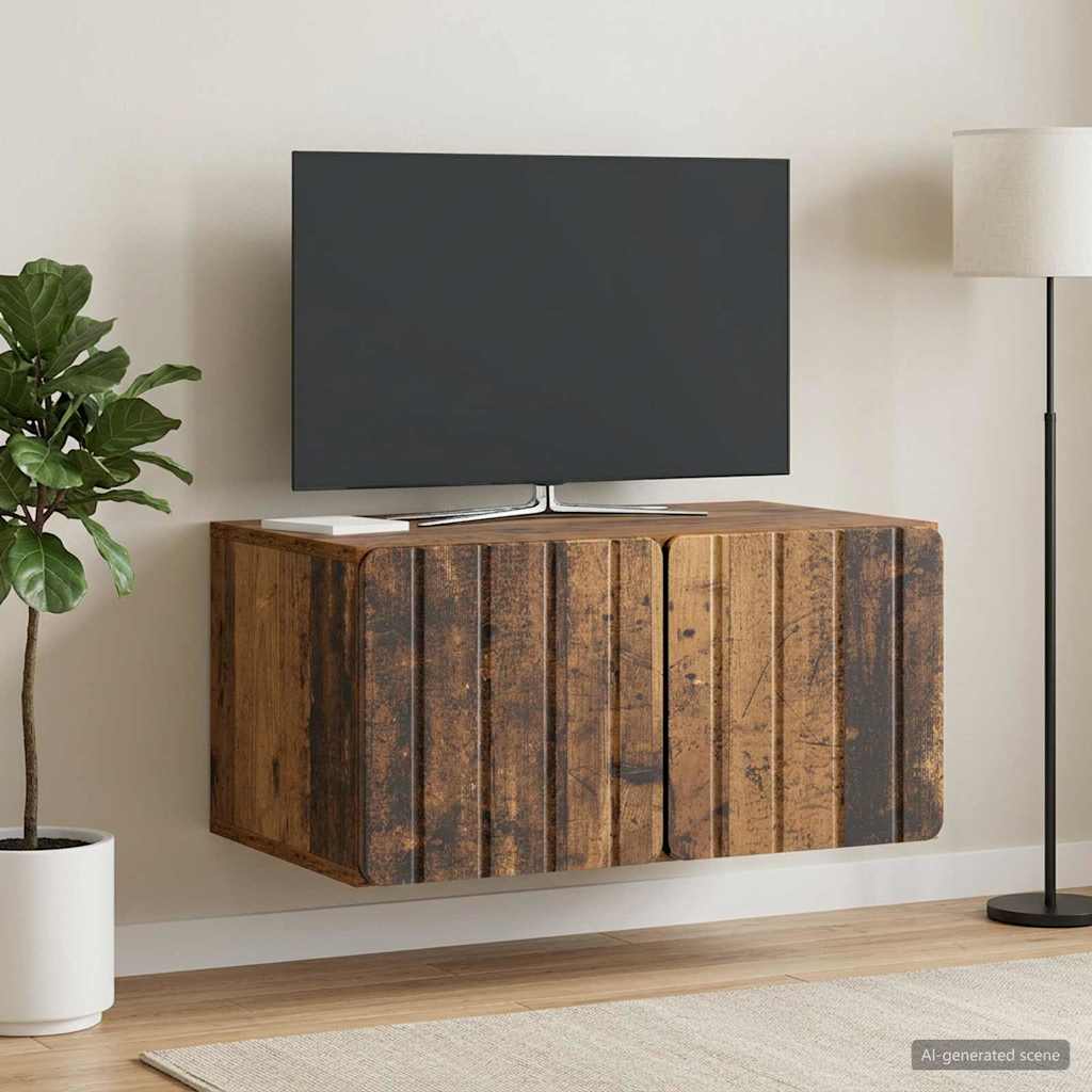 Wandbeugel TV-kast Oud hout 59,5 x 41 x 30 cm Bewerkt hout