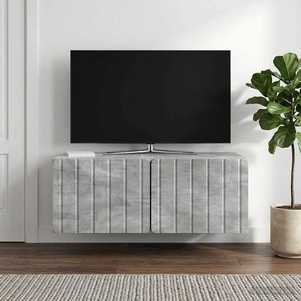 Wandbeugel TV-kast Betongrijs 78,5 x 41 x 30 cm Bewerkt hout