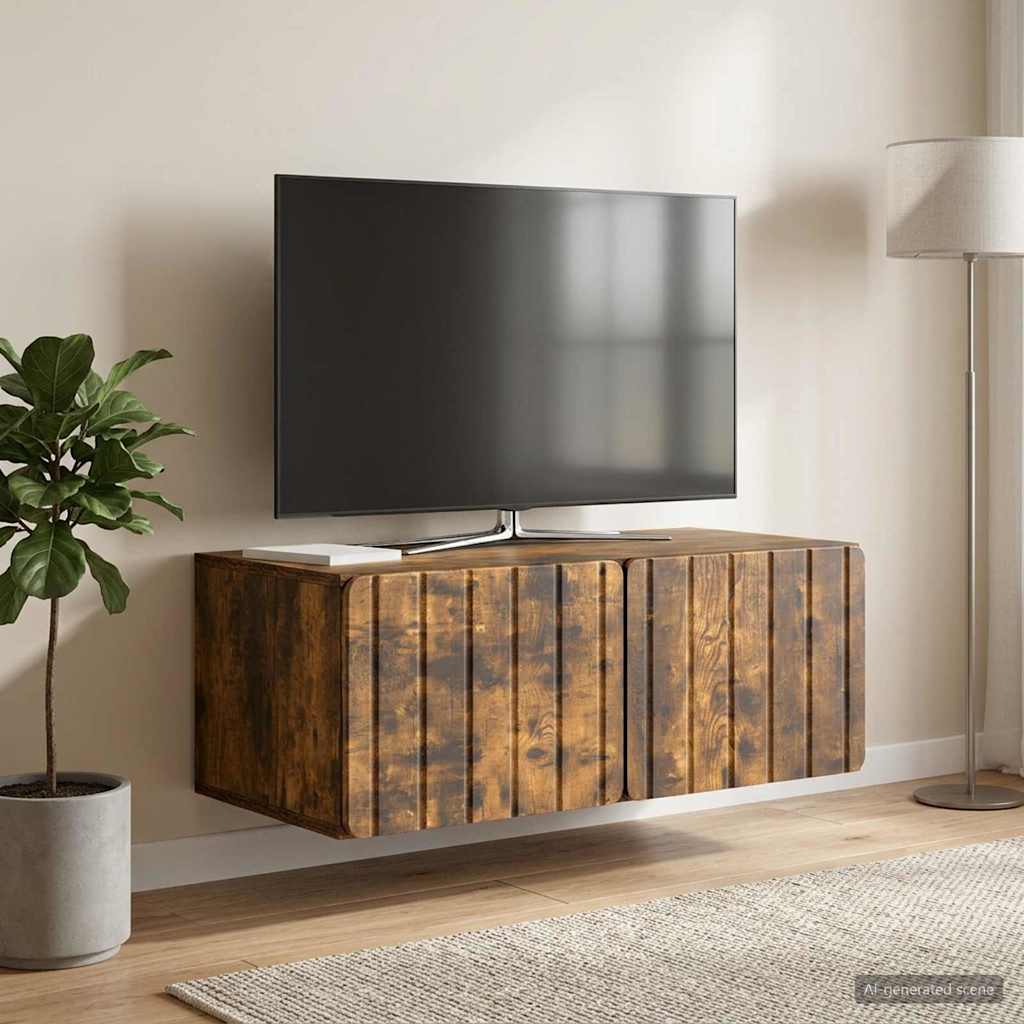 Wandbeugel TV-kast Gerookt eiken 78,5 x 41 x 30 cm Bewerkt hout