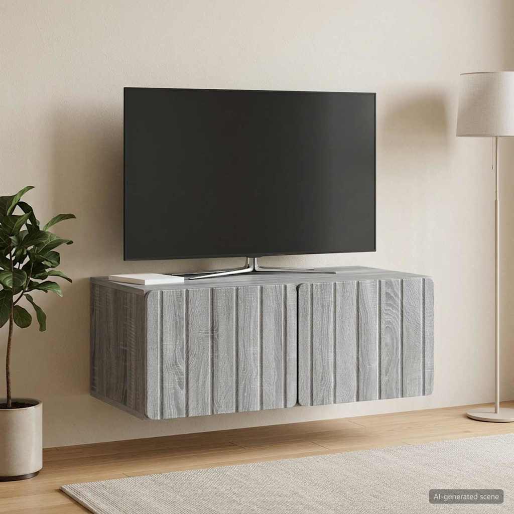 Wandbeugel TV-kast Grijs sonoma 78,5 x 41 x 30 cm Bewerkt hout