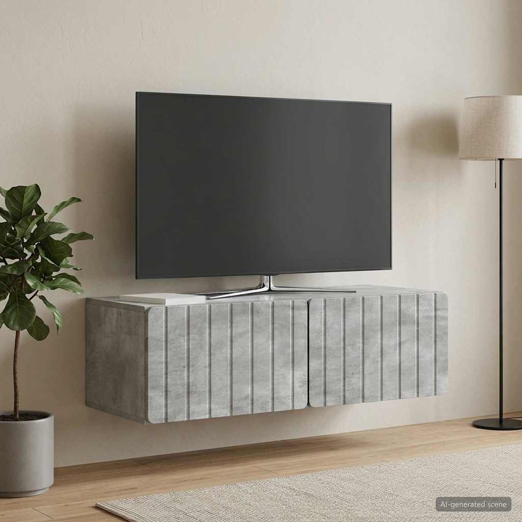 Wandbeugel TV-kast Betongrijs 98 x 41 x 30 cm Bewerkt hout