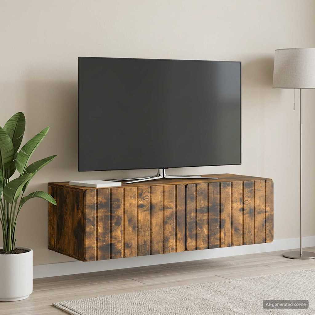 Wandbeugel TV-kast Gerookt eiken 98 x 41 x 30 cm Bewerkt hout – afbeelding 1