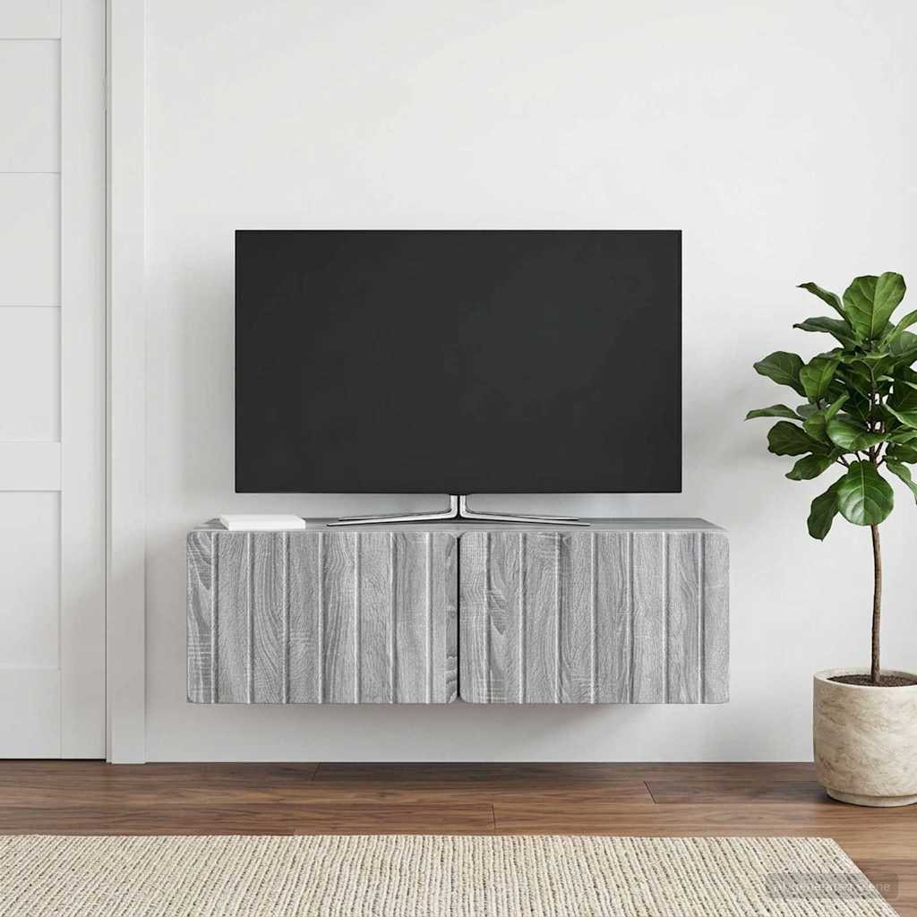 Wandbeugel TV-kast Grijs sonoma 98 x 41 x 30 cm Bewerkt hout – afbeelding 1