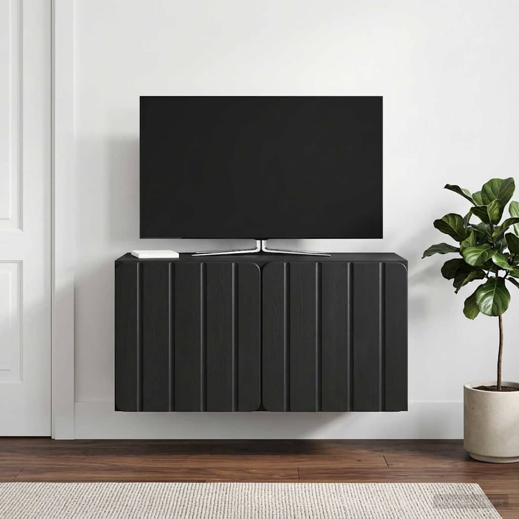 Wandbeugel TV-kast Zwart 59,5 x 31 x 30 cm Bewerkt hout