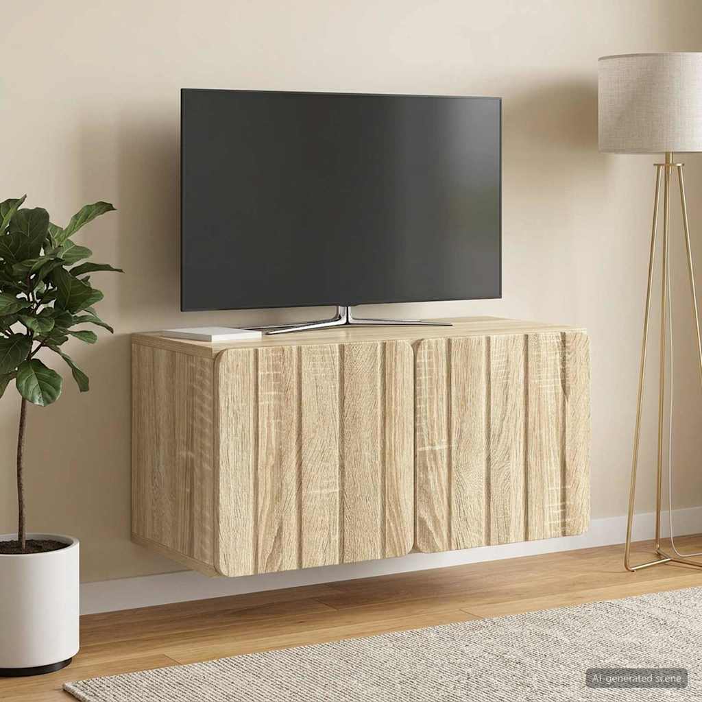 Wandbeugel TV-kast Sonoma Eiken 59,5 x 31 x 30 cm Bewerkt hout