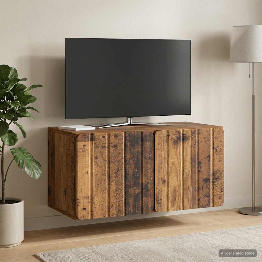 Wandbeugel TV-kast Oud hout 59,5 x 31 x 30 cm Bewerkt hout – afbeelding 1