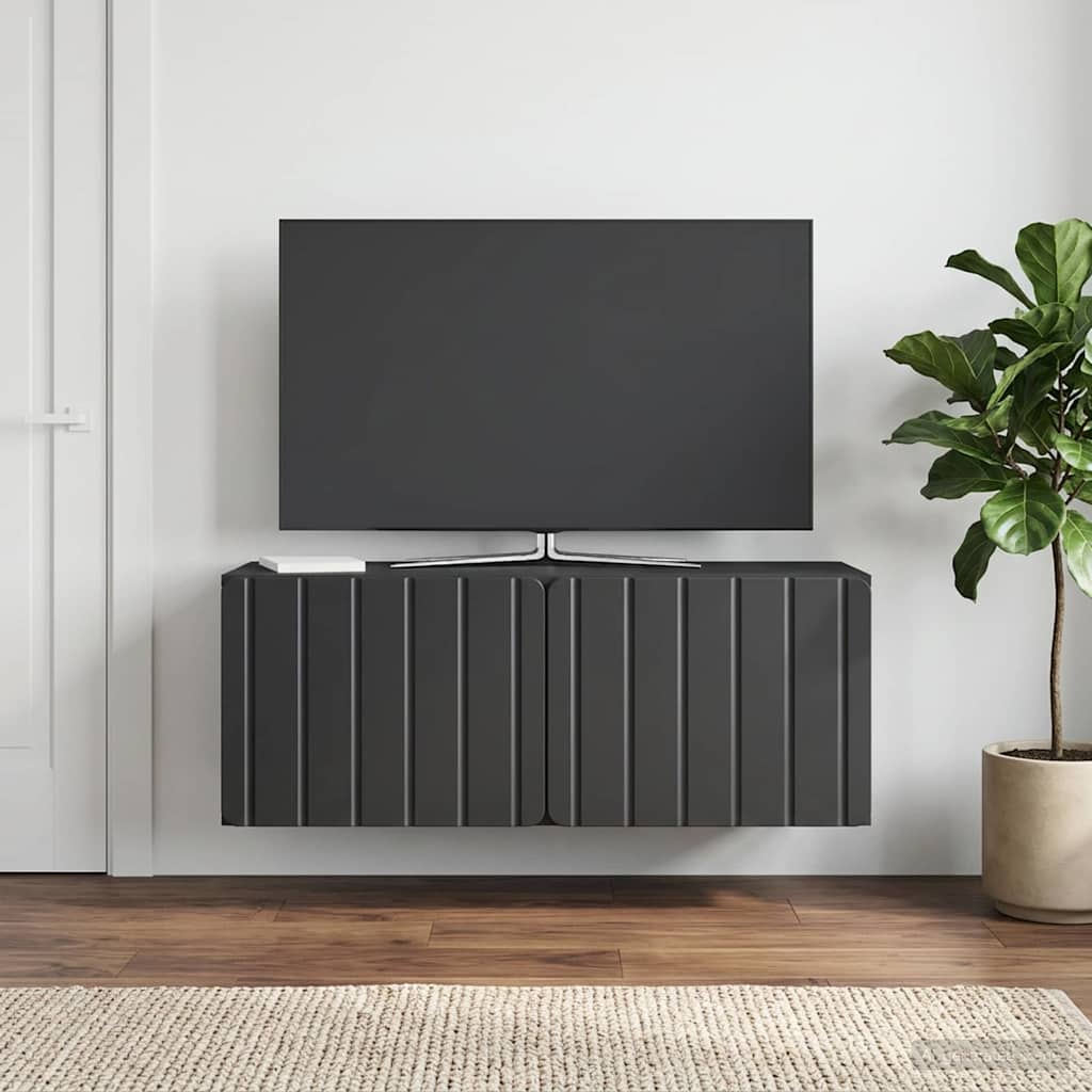 Wandbeugel TV-kast Zwart 78,5 x 31 x 30 cm Bewerkt hout