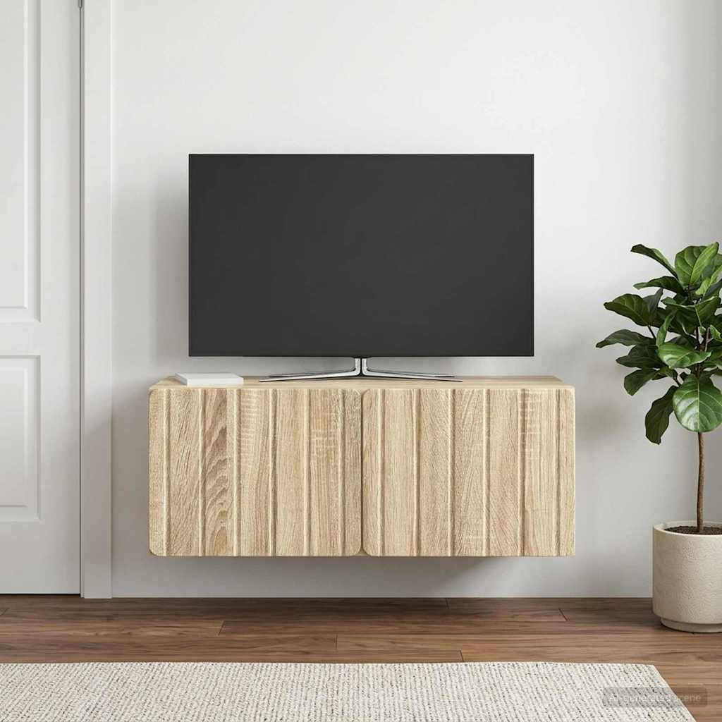 Wandbeugel TV-kast Sonoma Eiken 78,5 x 31 x 30 cm Bewerkt hout – afbeelding 1
