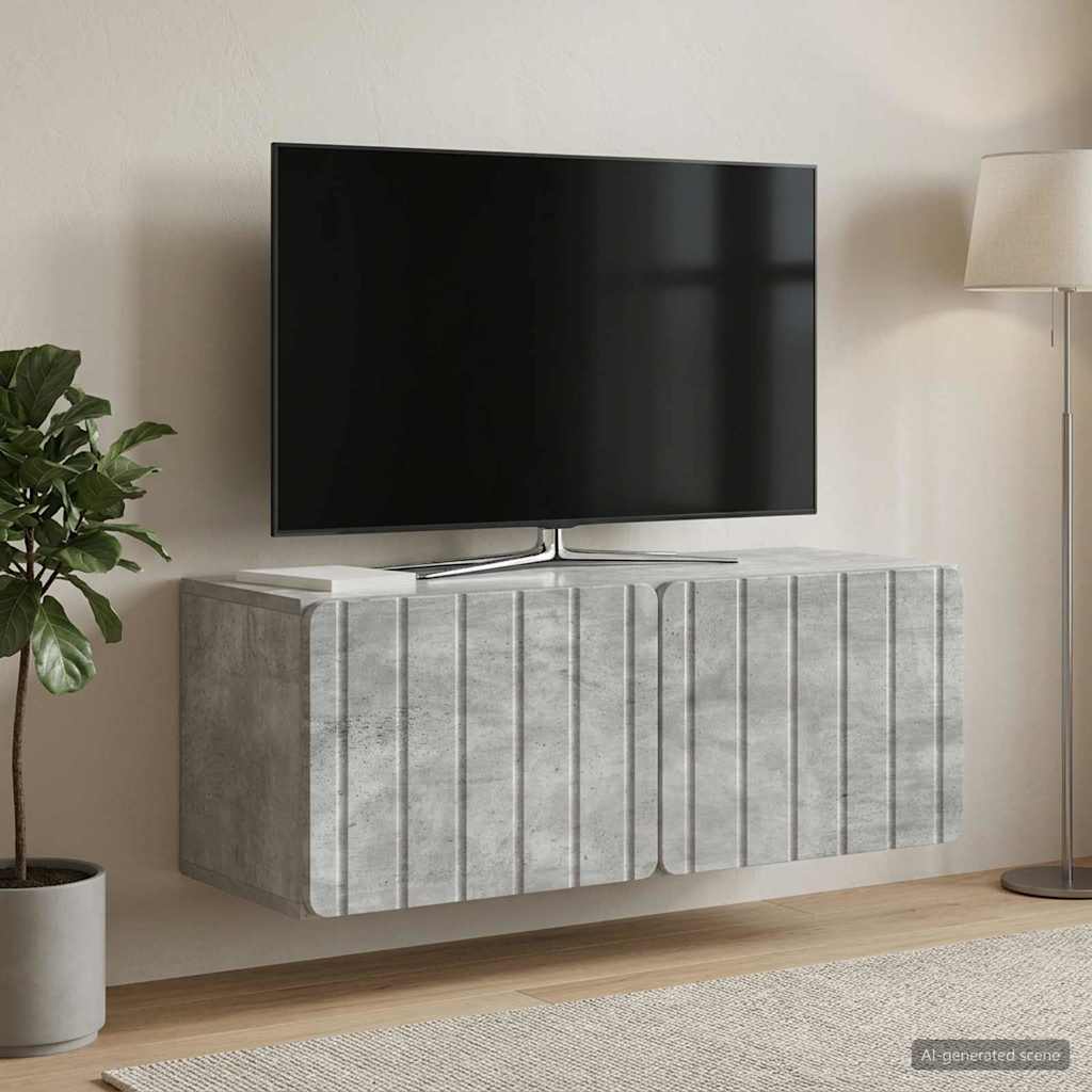 Wandbeugel TV-kast Betongrijs 78,5 x 31 x 30 cm Bewerkt hout