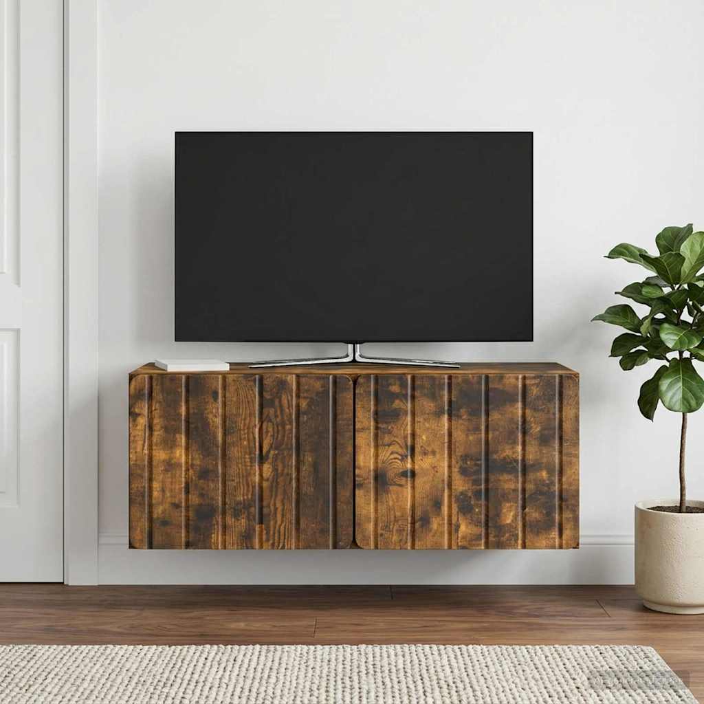Wandbeugel TV-kast Gerookt eiken 78,5 x 31 x 30 cm Bewerkt hout