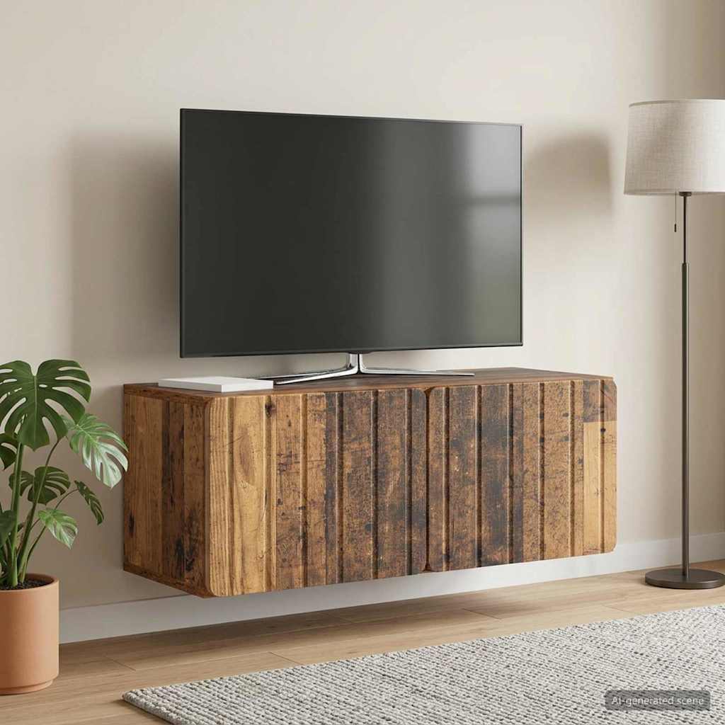 Wandbeugel TV-kast Oud hout 78,5 x 31 x 30 cm Bewerkt hout
