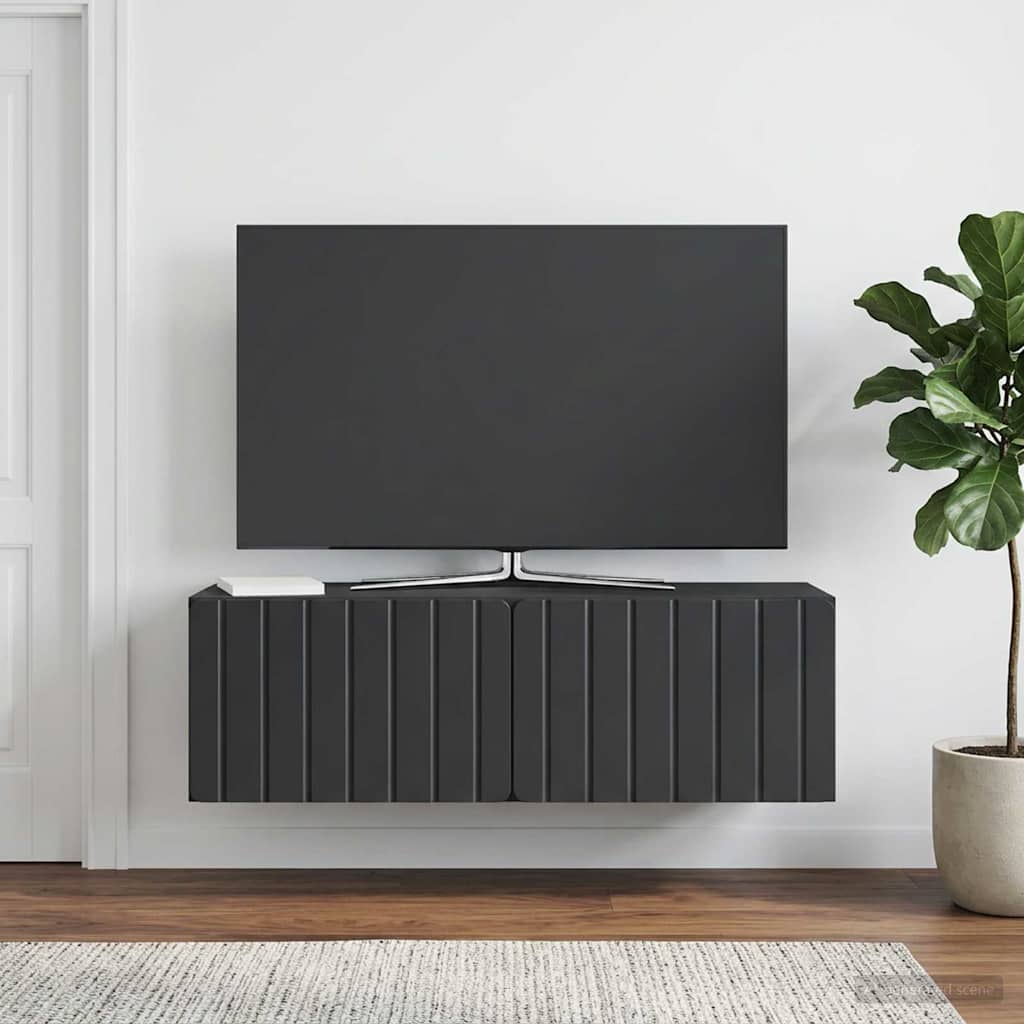 Wandbeugel TV-kast Zwart 98 x 31 x 30 cm Bewerkt hout