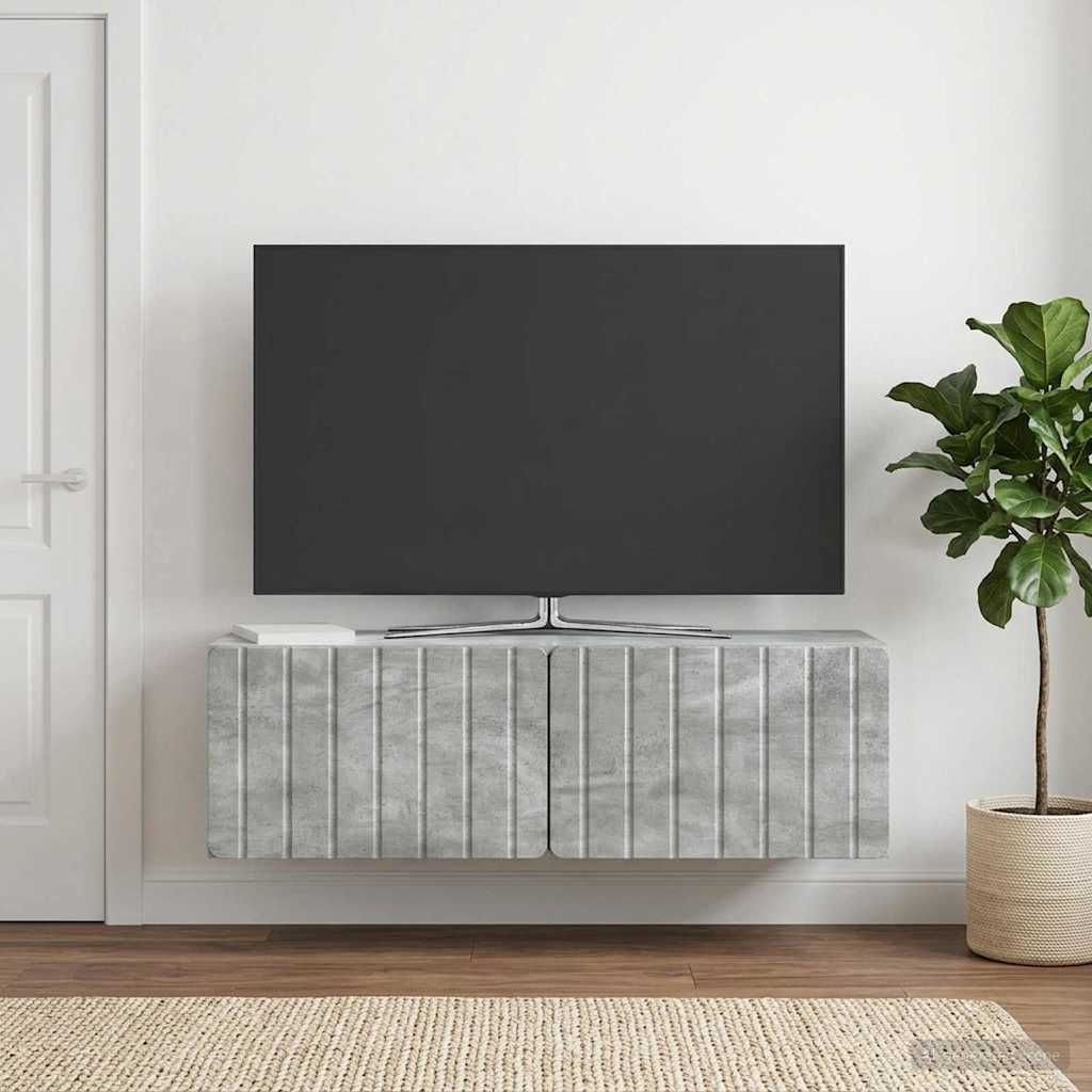 Wandbeugel TV-kast Betongrijs 98 x 31 x 30 cm Bewerkt hout – afbeelding 1