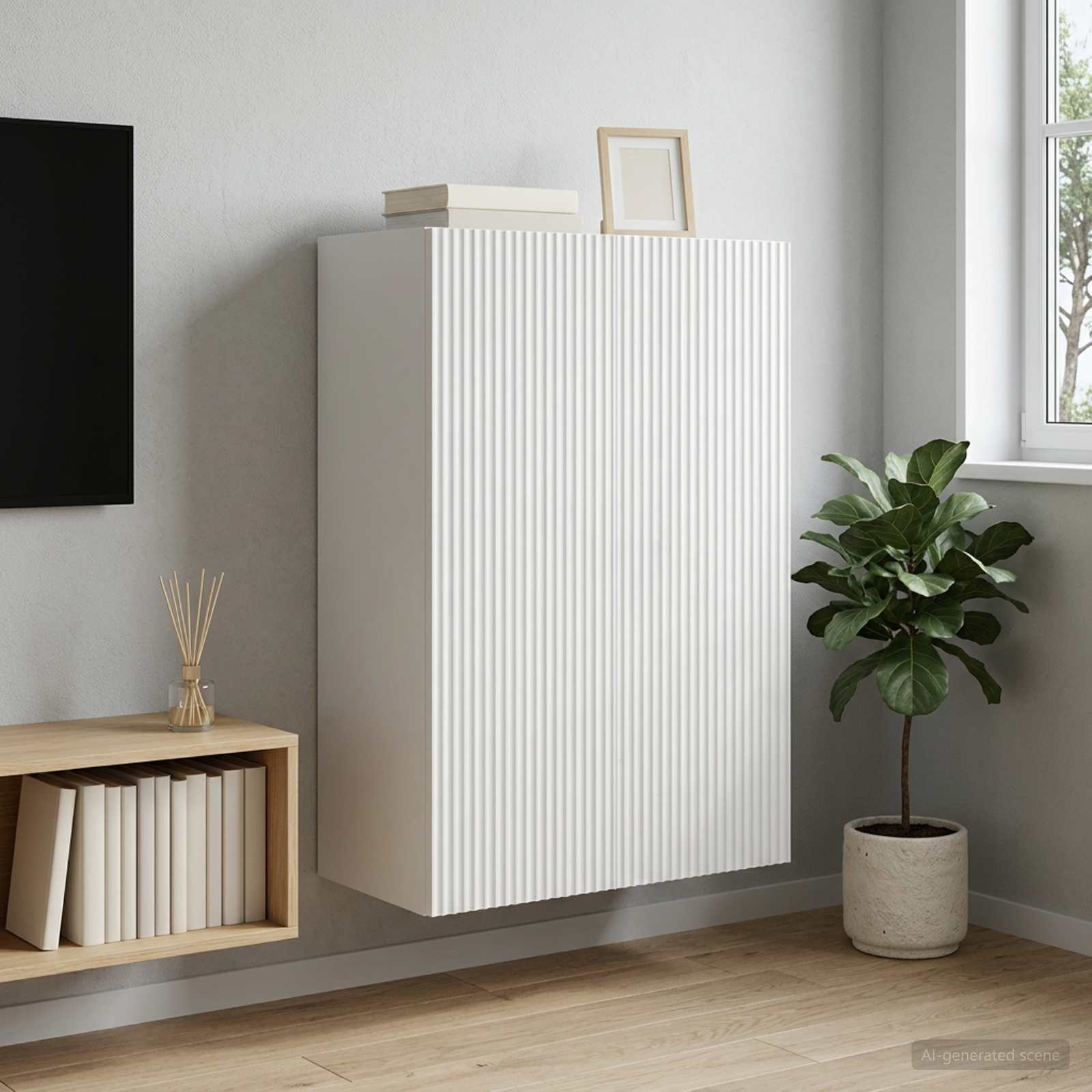 Wandkast 66 x 34,5 x 90 cm Bewerkt hout Wit