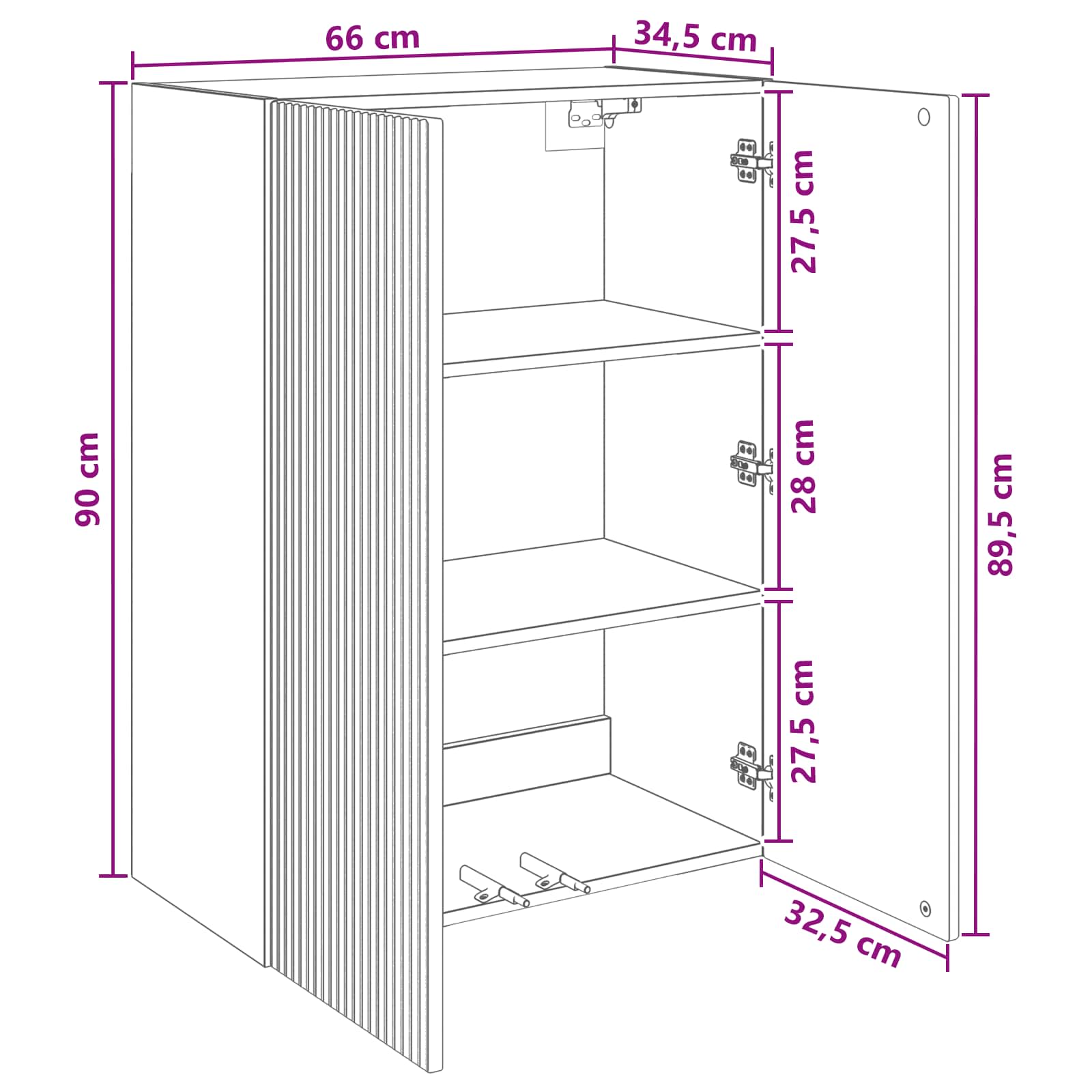Wandkast Betongrijs 66 x 34,5 x 90 cm Bewerkt hout – afbeelding 8