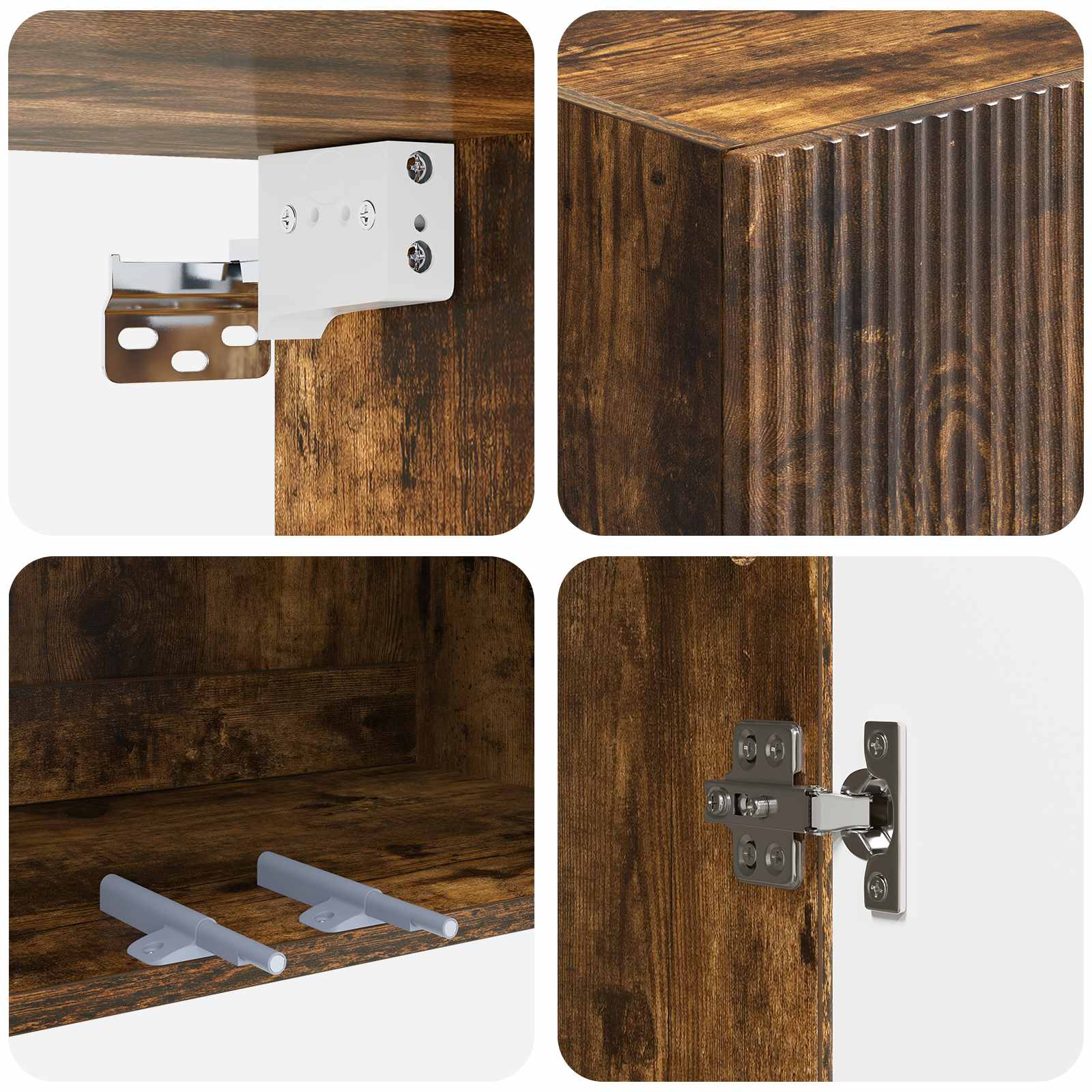 Wandkast Gerookt eiken 66 x 34,5 x 90 cm Bewerkt hout – afbeelding 7
