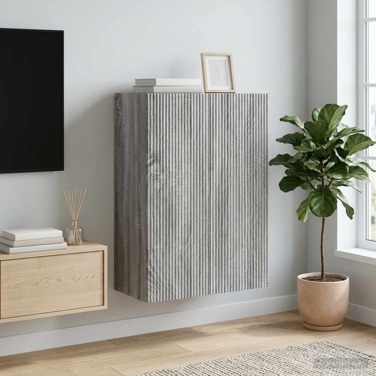 Wandkast Grijs Sonoma 66 x 34,5 x 90 cm Bewerkt hout – afbeelding 1