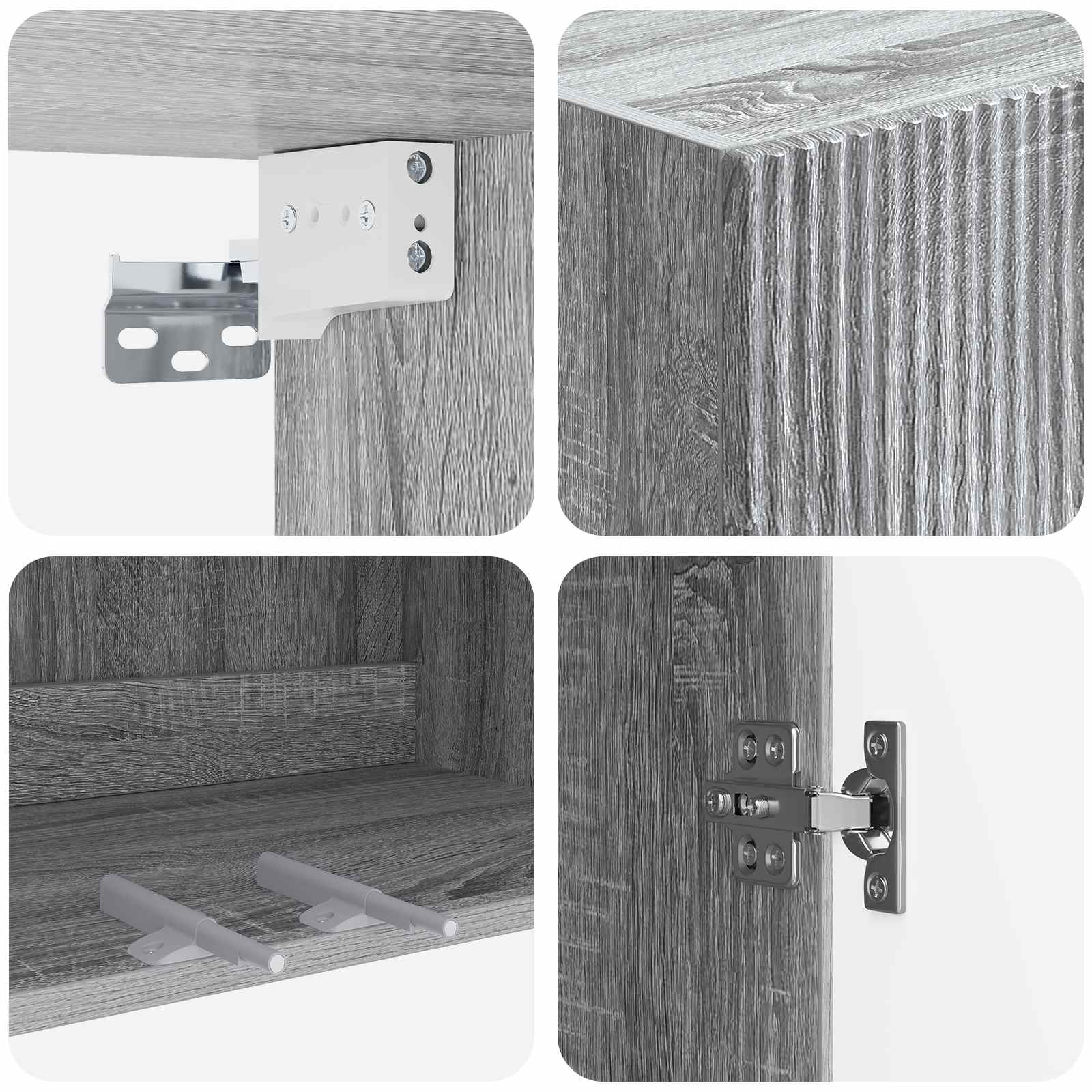 Wandkast Grijs Sonoma 66 x 34,5 x 90 cm Bewerkt hout – afbeelding 7